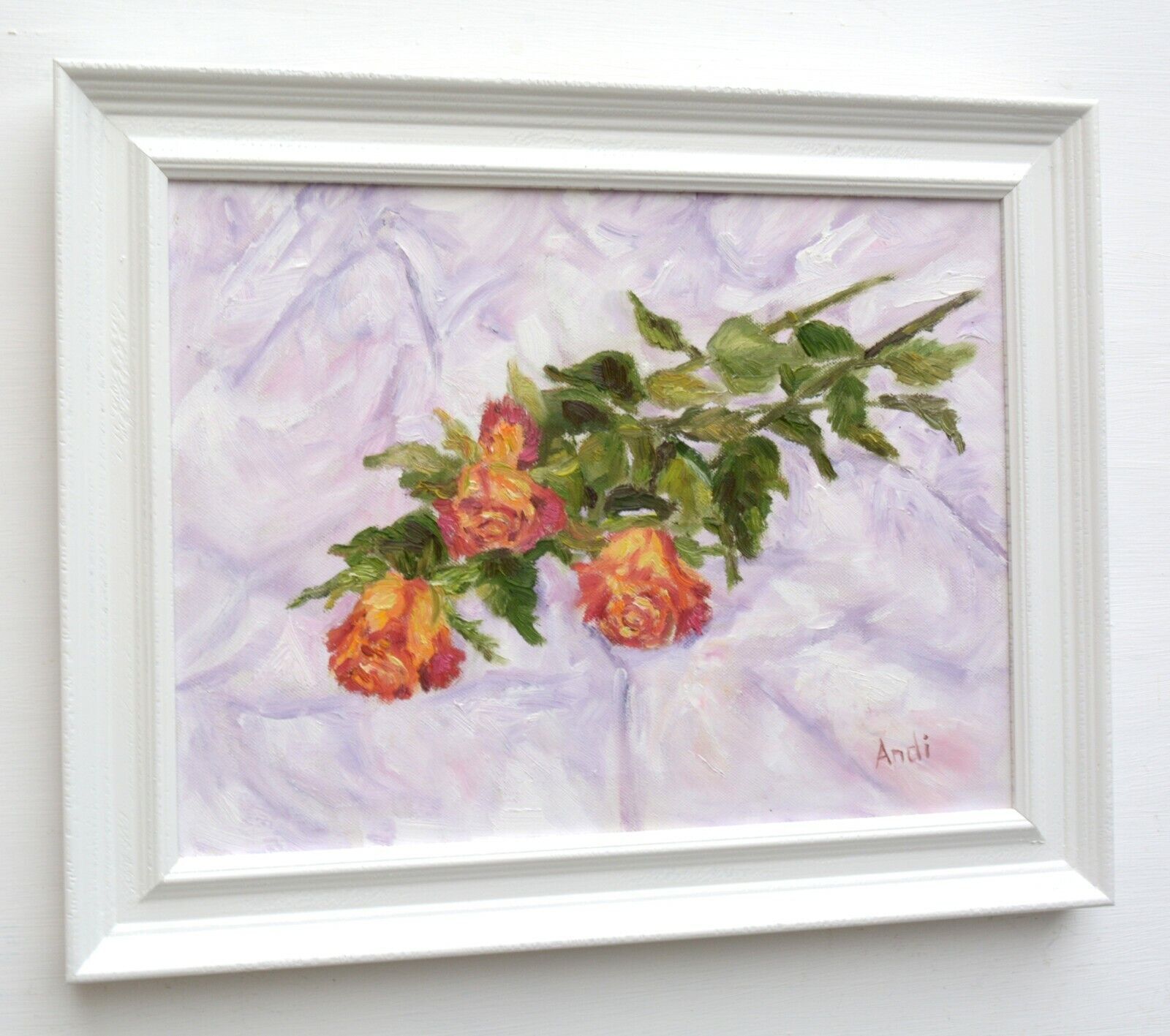 Roses Floral Still Life Oil Painting Signed Framed Original  Andi J Lucas photo 259.0
