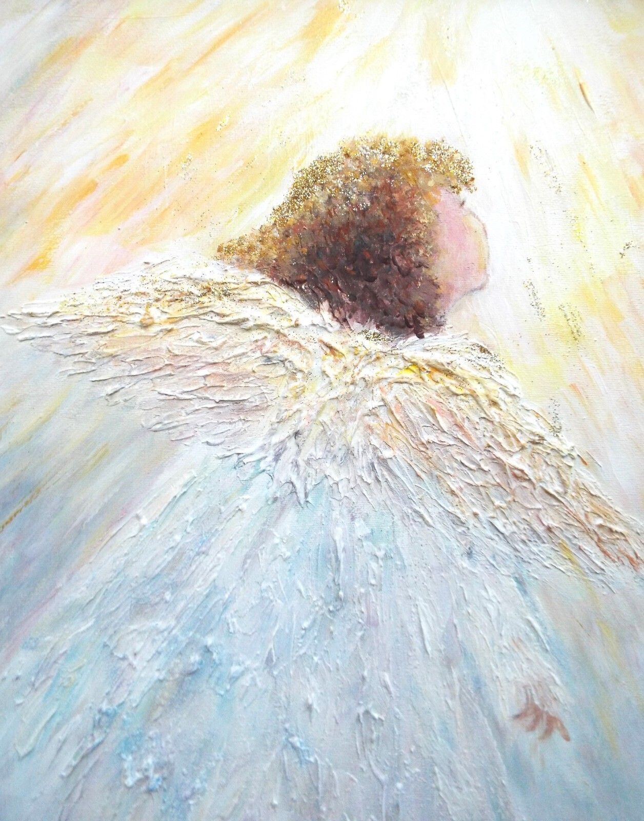 Heavenly Guardian Angel Of Light Original Framed Painting Andi J Lucas photo Art