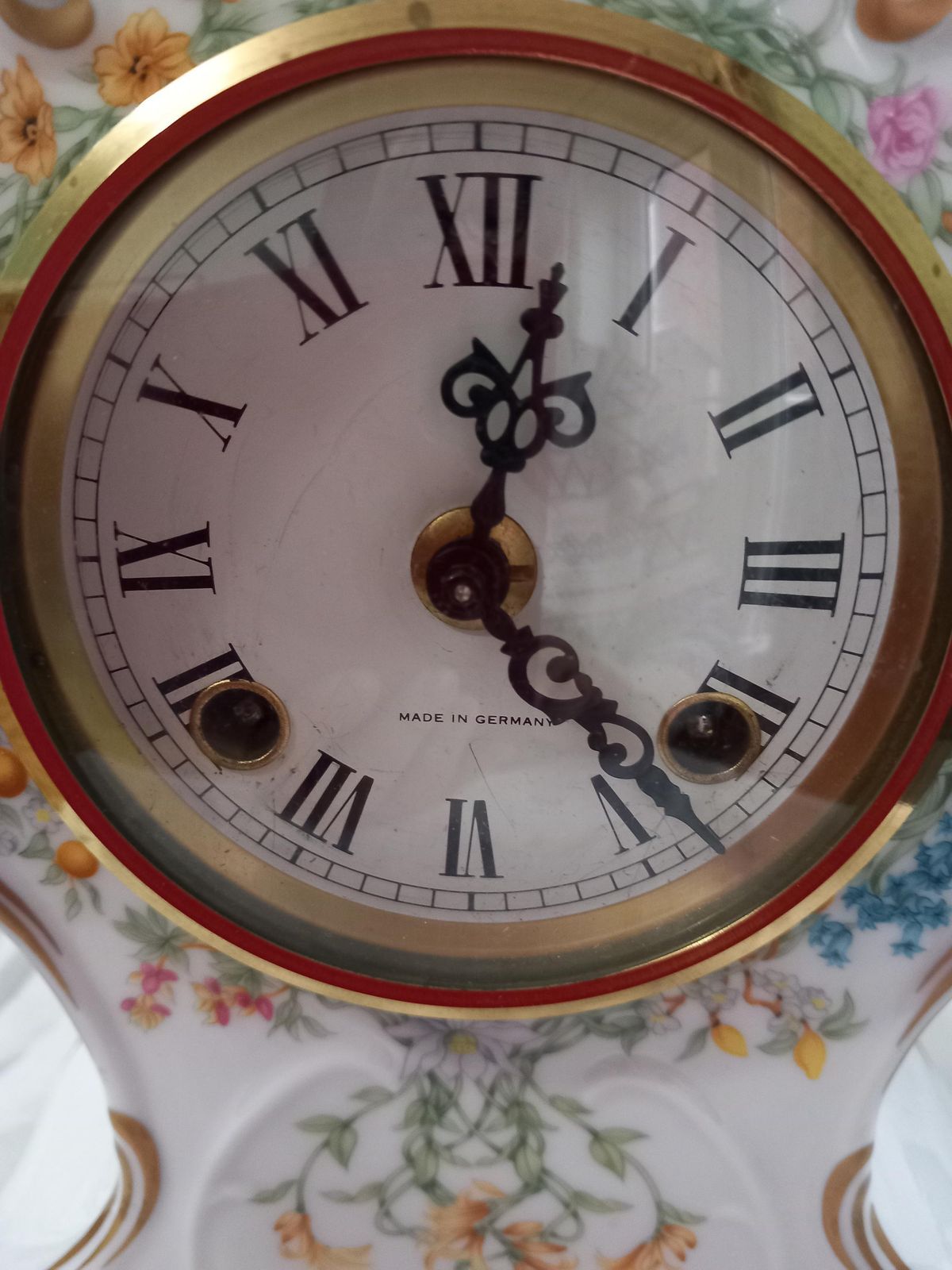 1982 Porcelain Clock With Franz Hermle German Movement Chimes Hour & Half Hour photo for sale