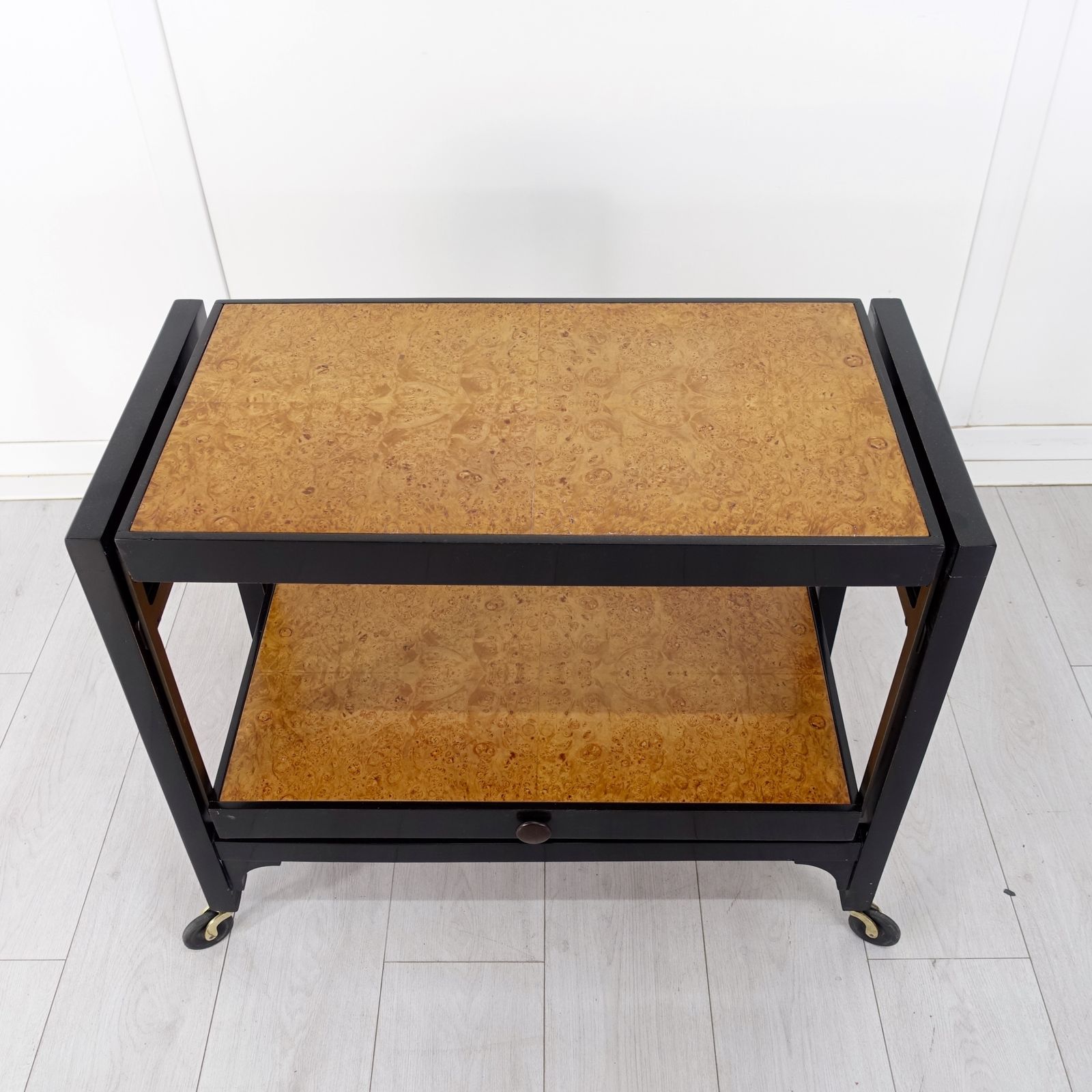Art Deco Metaphoric Burr Maple Trolley 1930’s. photo vinterior
