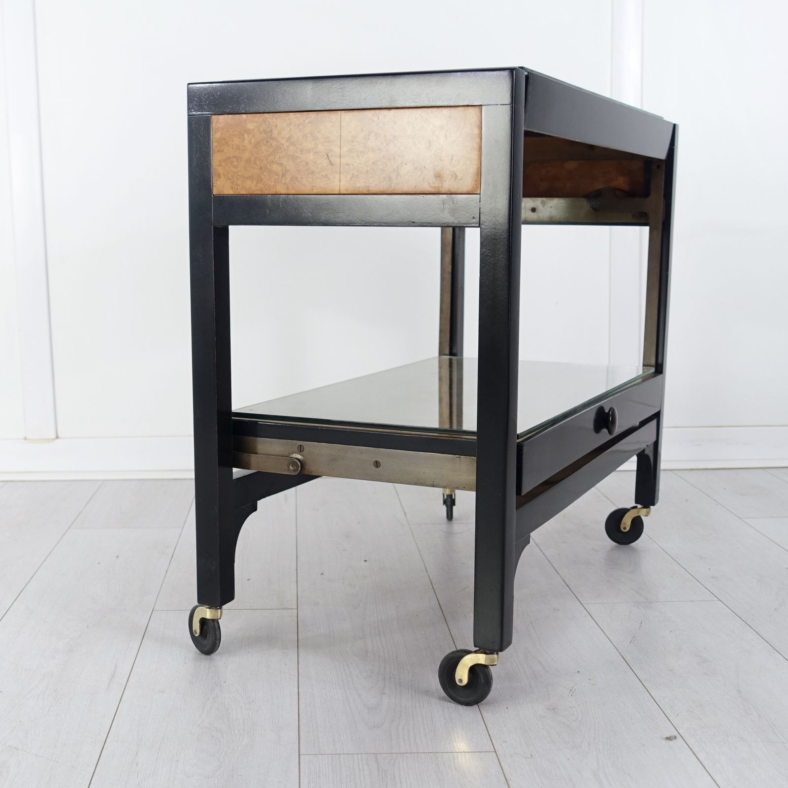 Art Deco Metaphoric Burr Maple Trolley 1930’s. photo vintage