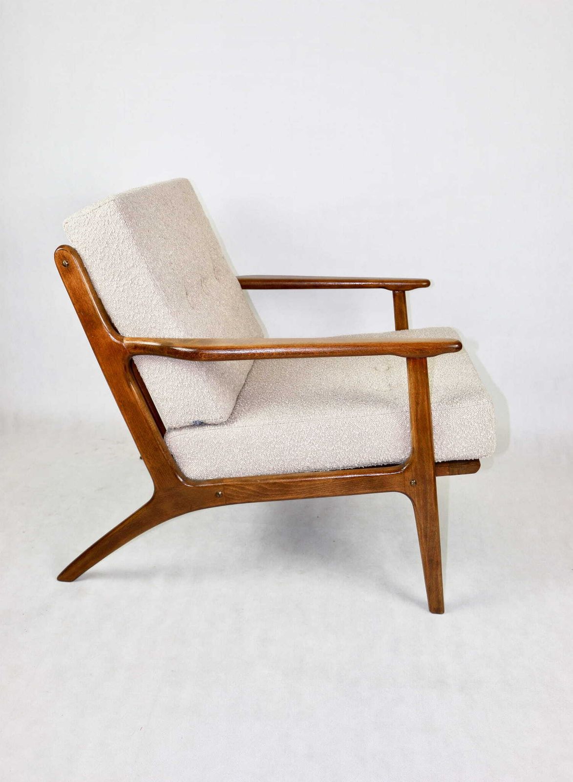 Danish Vintage Loft Beige Boucle Armchair With Removable Cushions   2 Pieces Available photo Furniture