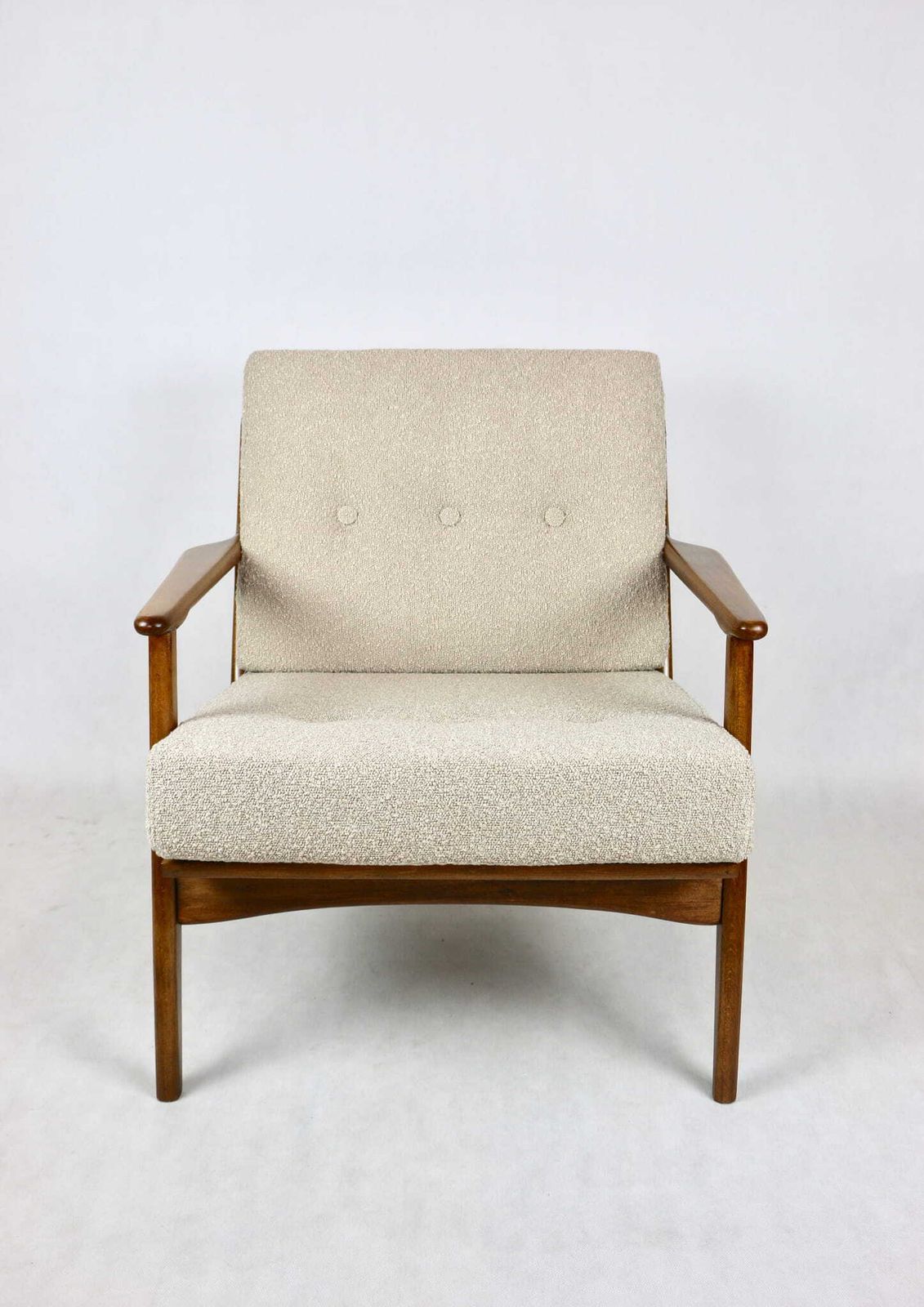 914.0 Danish Vintage Loft Beige Boucle Armchair With Removable Cushions   2 Pieces Available photo