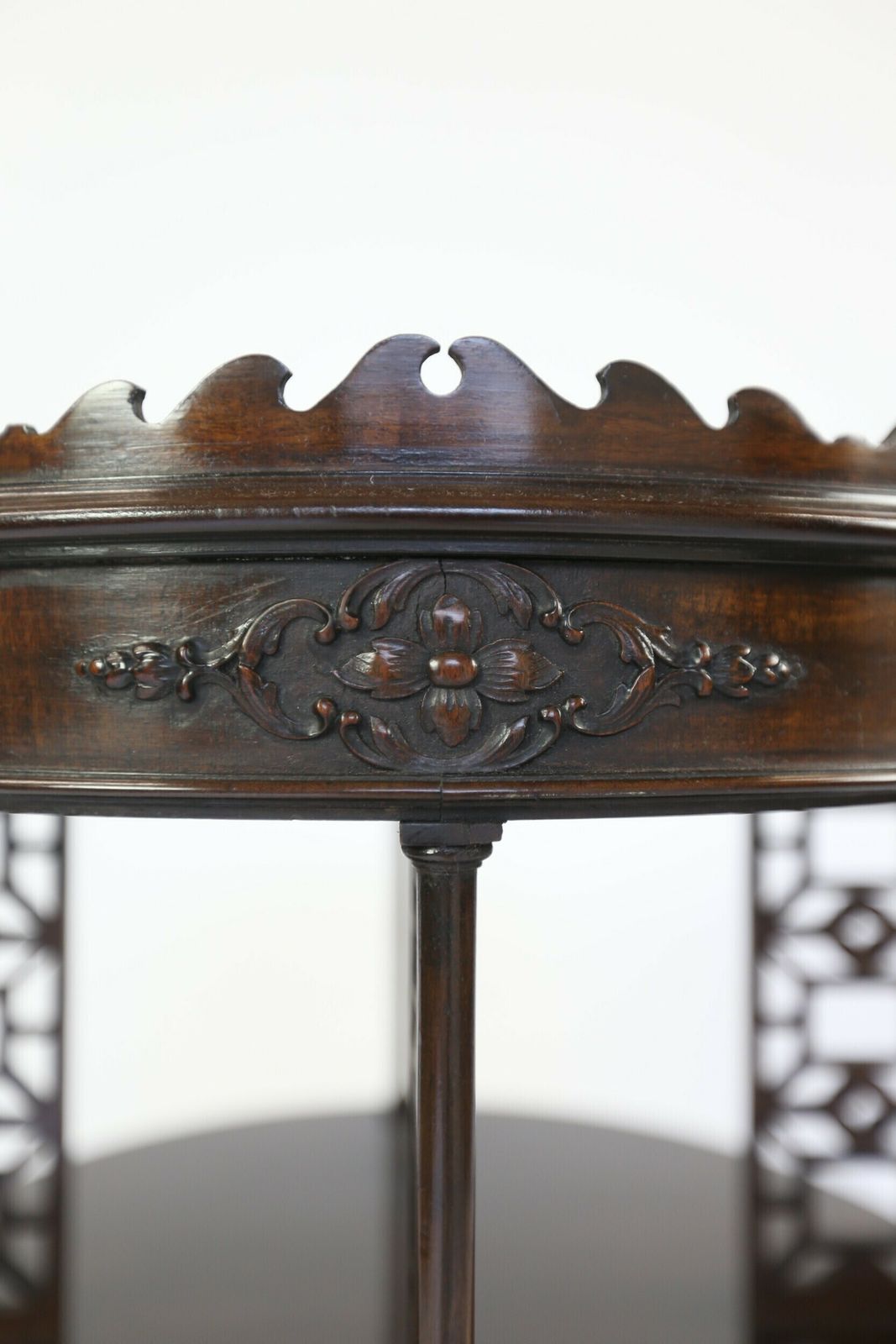 Edwardian Mahogany Table With Carved & Fretwork Detail Circa 1900 photo vinterior