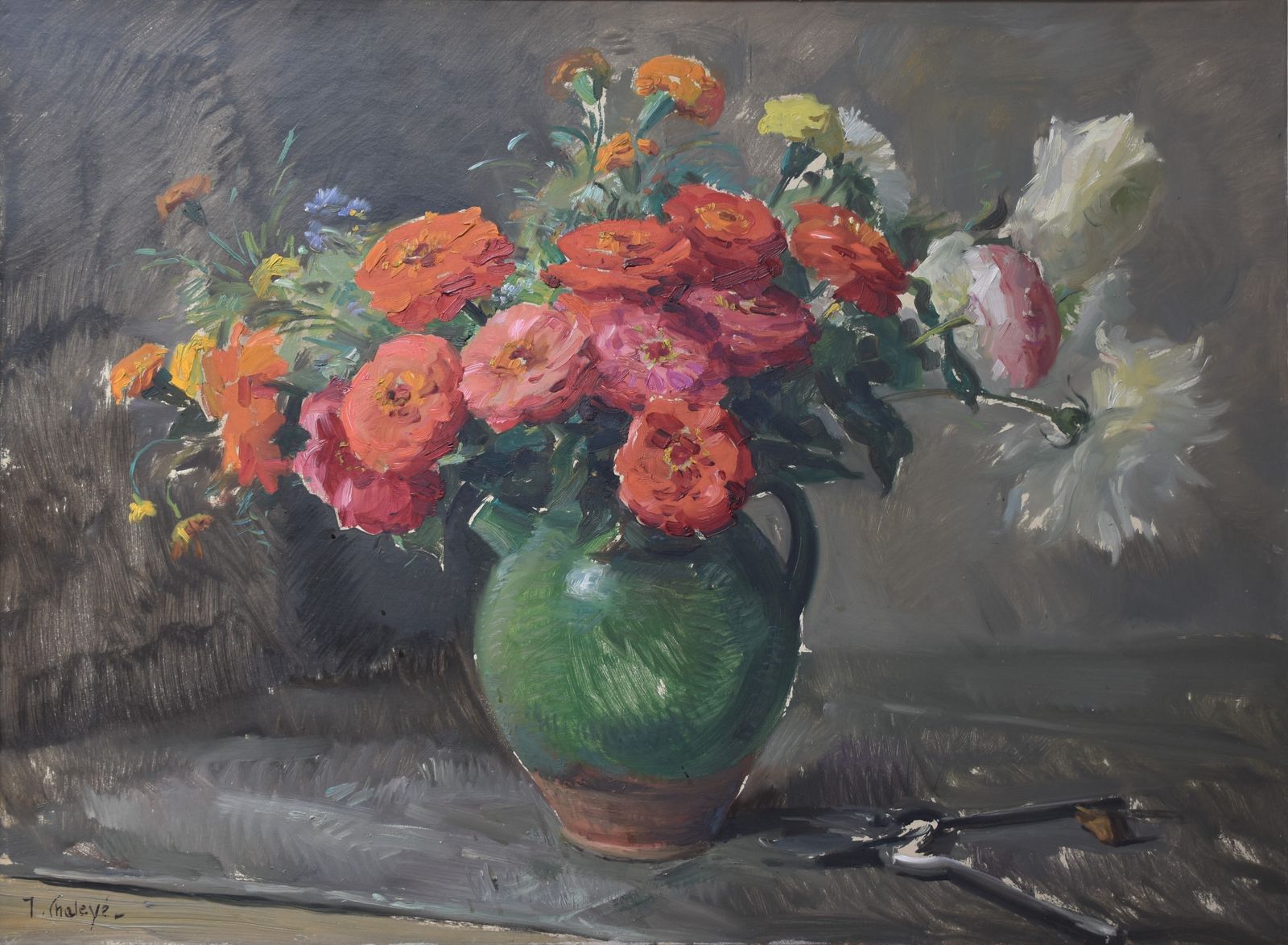 Jean Chaleyé, Flowers In A Green Vase (Circa 1920)
