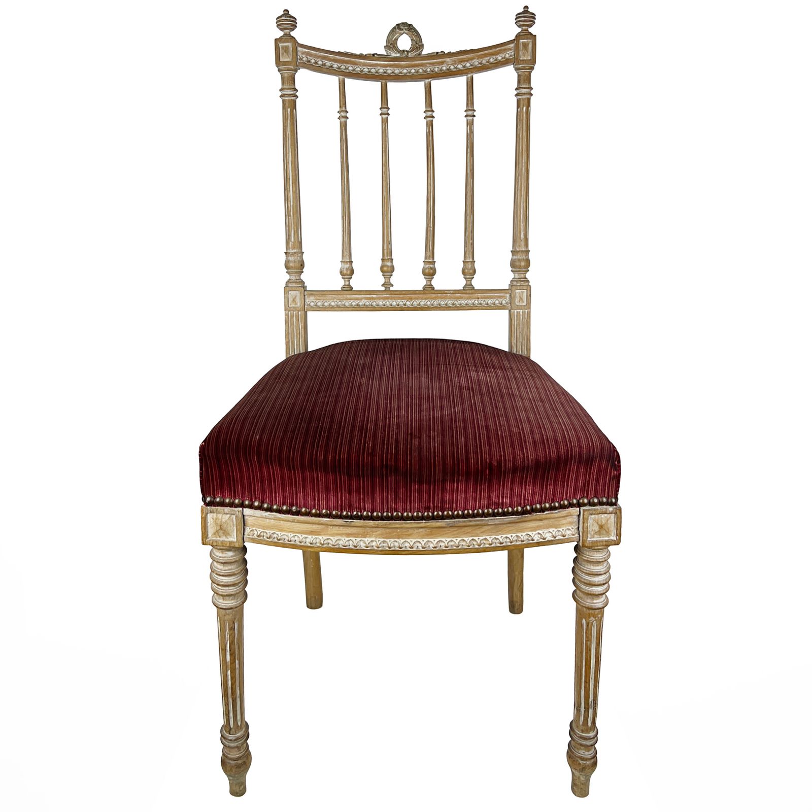 19th Century Swedish Gustavian Carved Wood Accent Chair With Velvet Seat