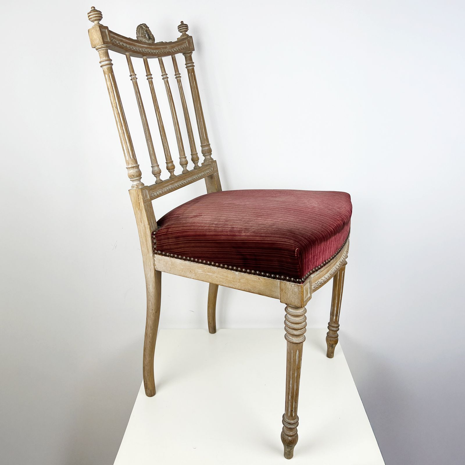 19th Century Swedish Gustavian Carved Wood Accent Chair With Velvet Seat photo furniture