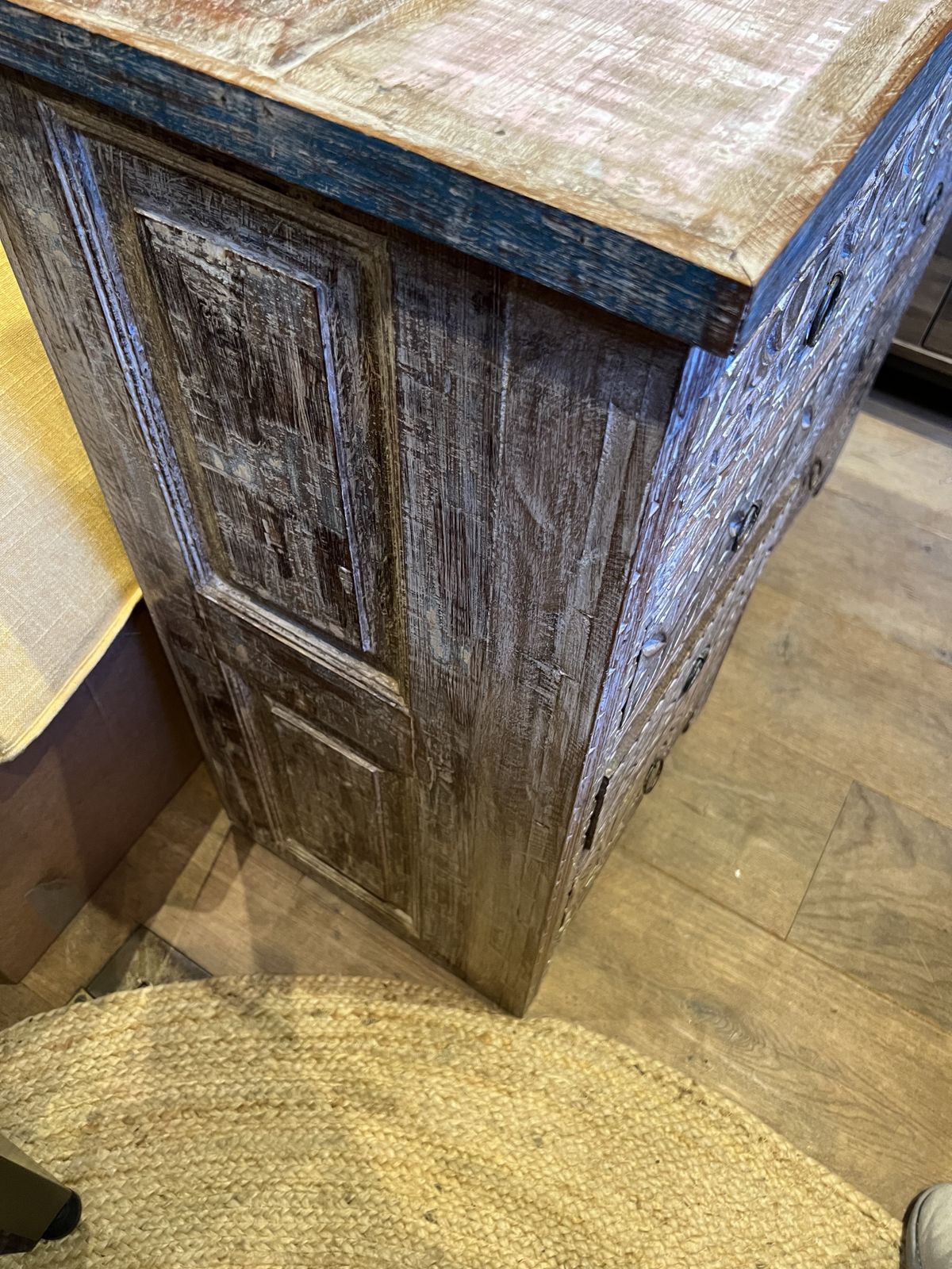 Pair Of Reclaimed Teak Carved Bedside Tables photo furniture