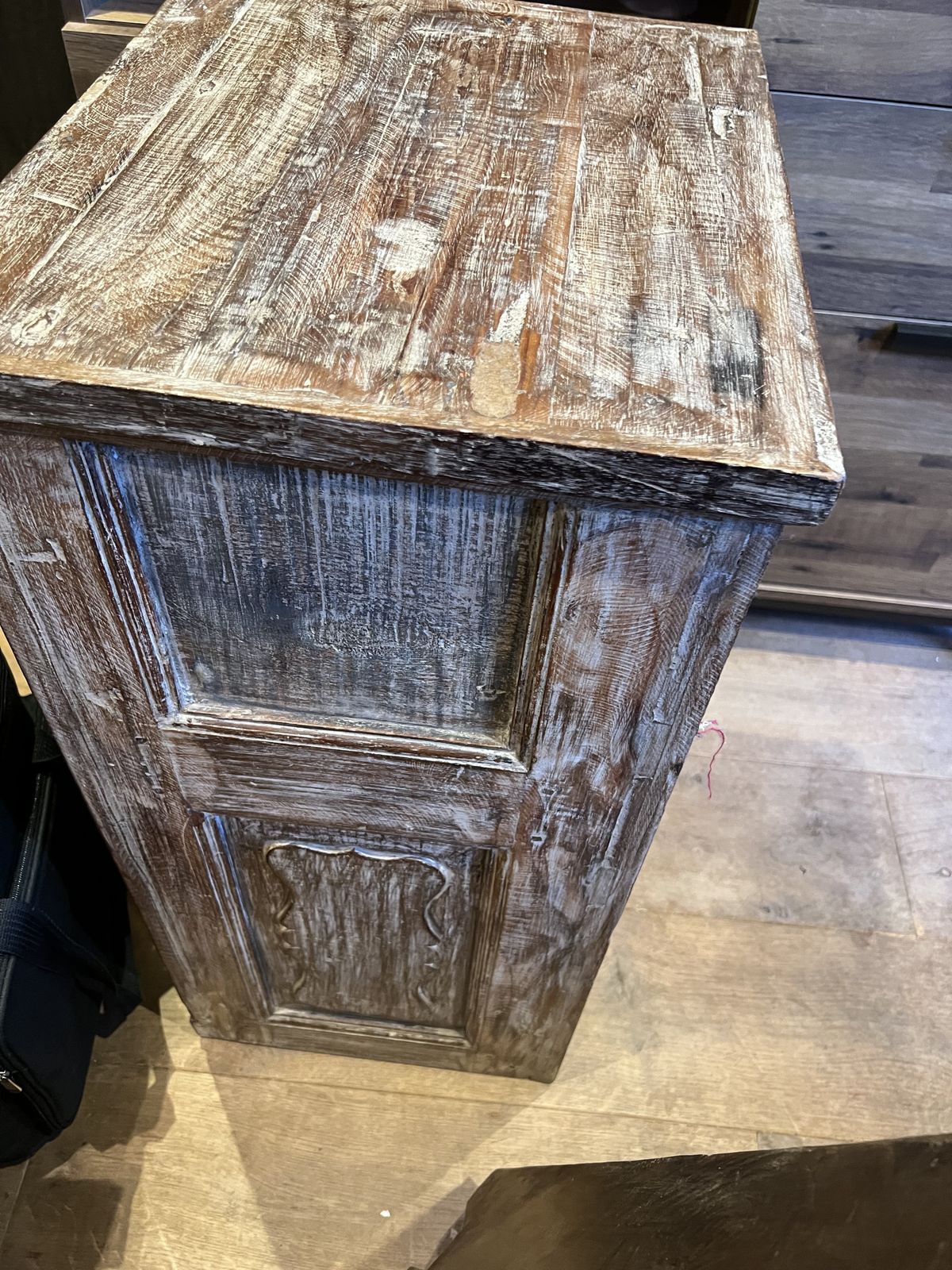 Pair Of Reclaimed Teak Carved Bedside Tables photo for sale