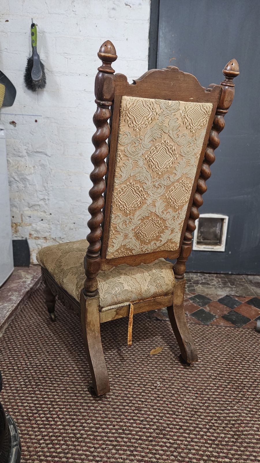 Prie Dieu Chair With Barley Twists   Refurbishment Project photo for sale