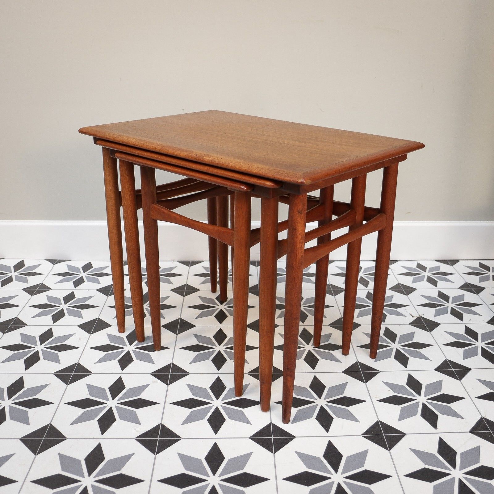 Mid Century Nest Of Tables In Teak Kai Kristiansen Mimi Set For Skovmand & Andersen photo furniture