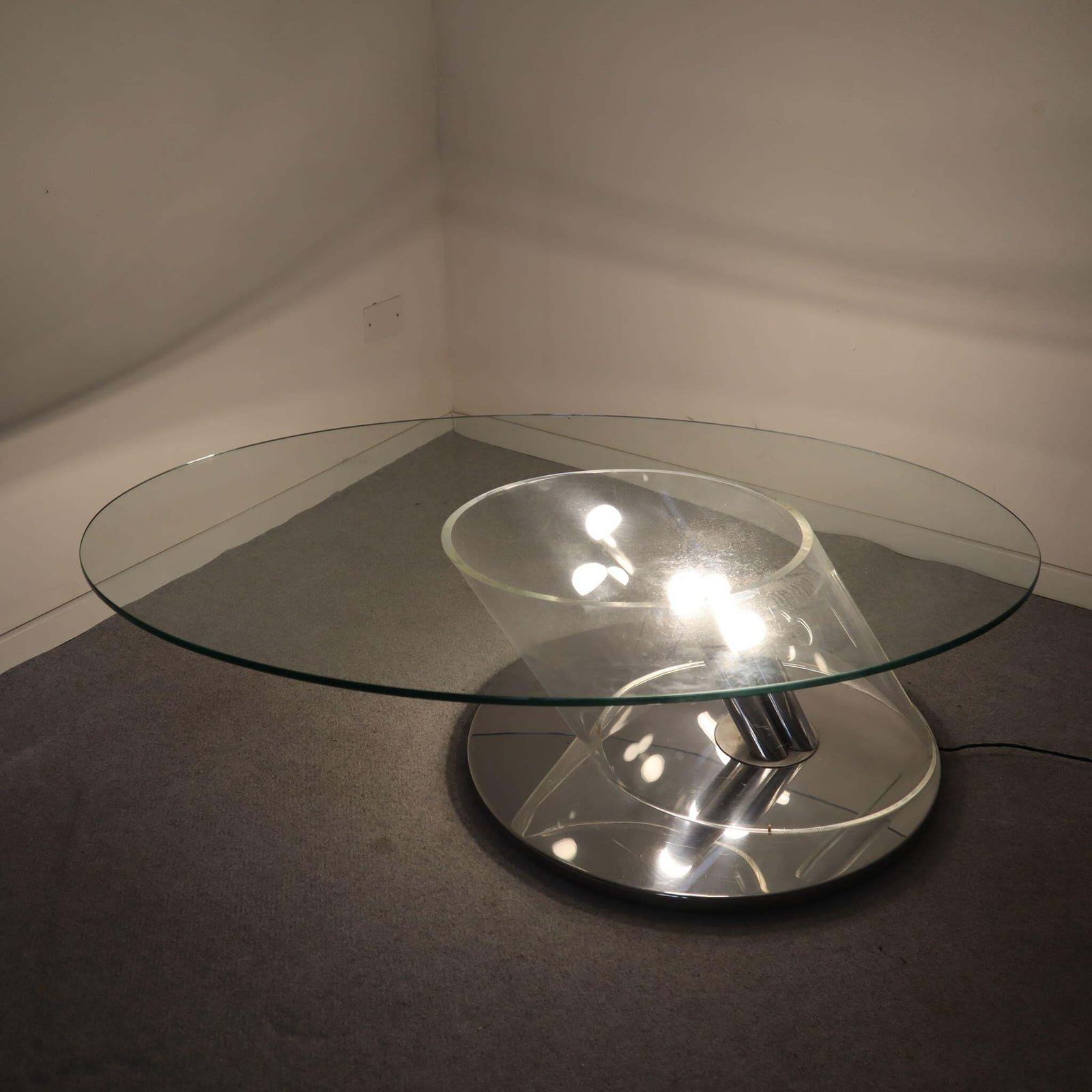 Italian "Ipomea" Glass And Steel Coffee Table Lamps By Rimadesio, Italy, 1970s photo 1929.0