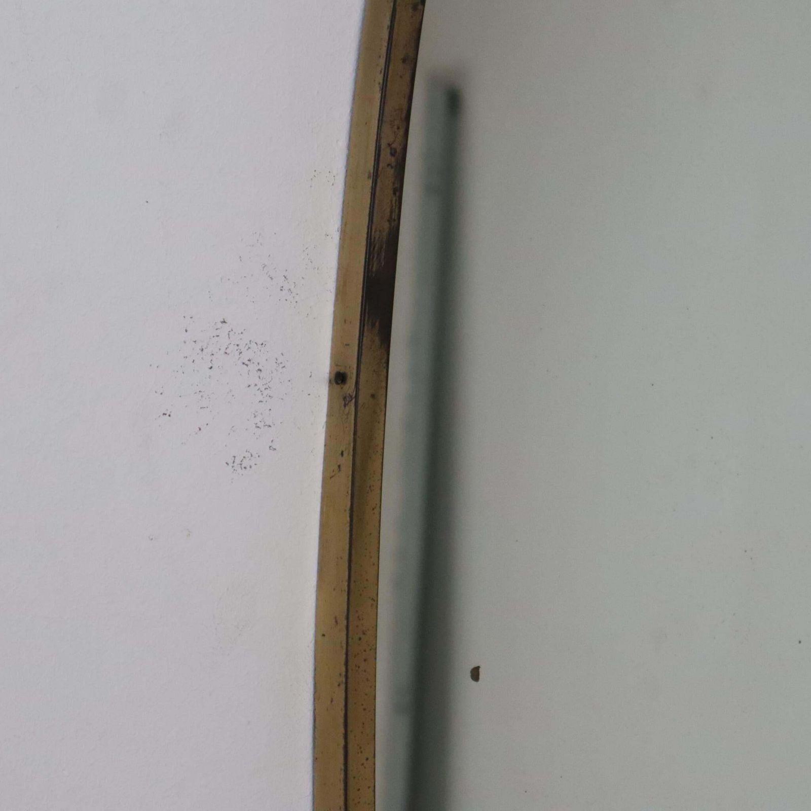 1950s Gio Ponti Style Mid Century Modern Solid Brass Italian Oval Wall Mirror photo 1140.0