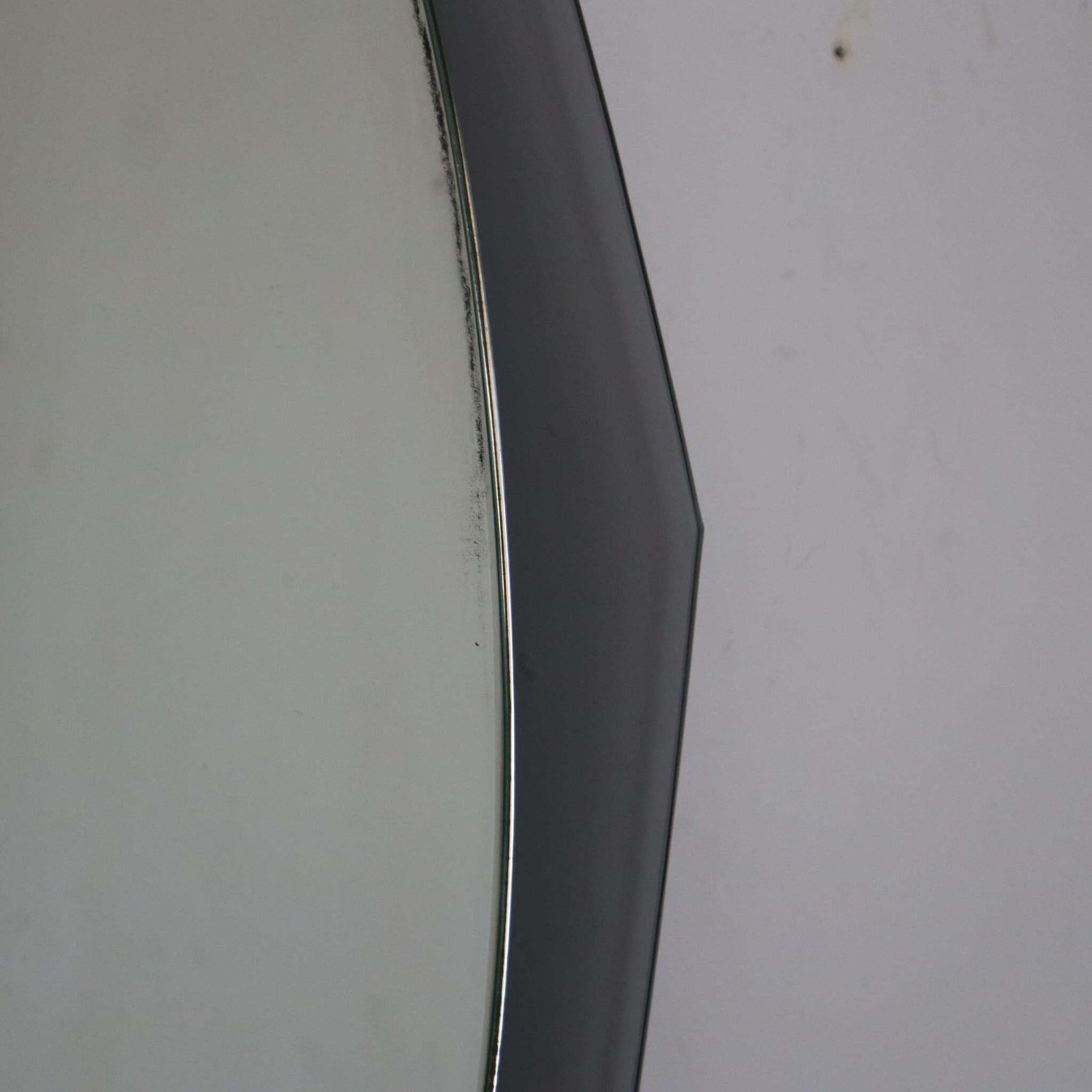 Midcentury Glass Framed Oval Wall Mirror Attributed To Cristal Art, Italy, 1960s photo buy