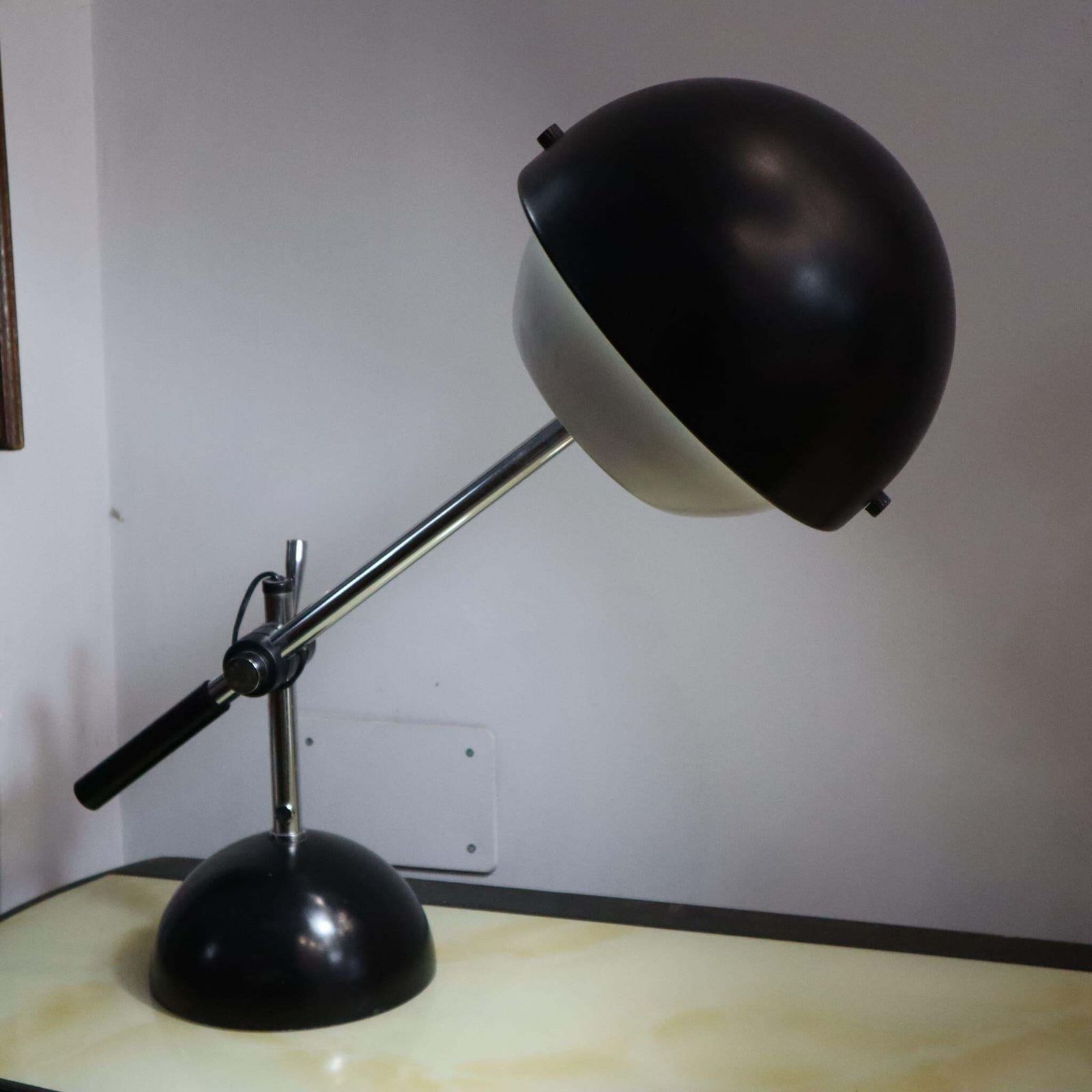 Italian Table Lamp Black And Chrome In Style Of Gino Sarfatti For Flos, 1960s photo for sale