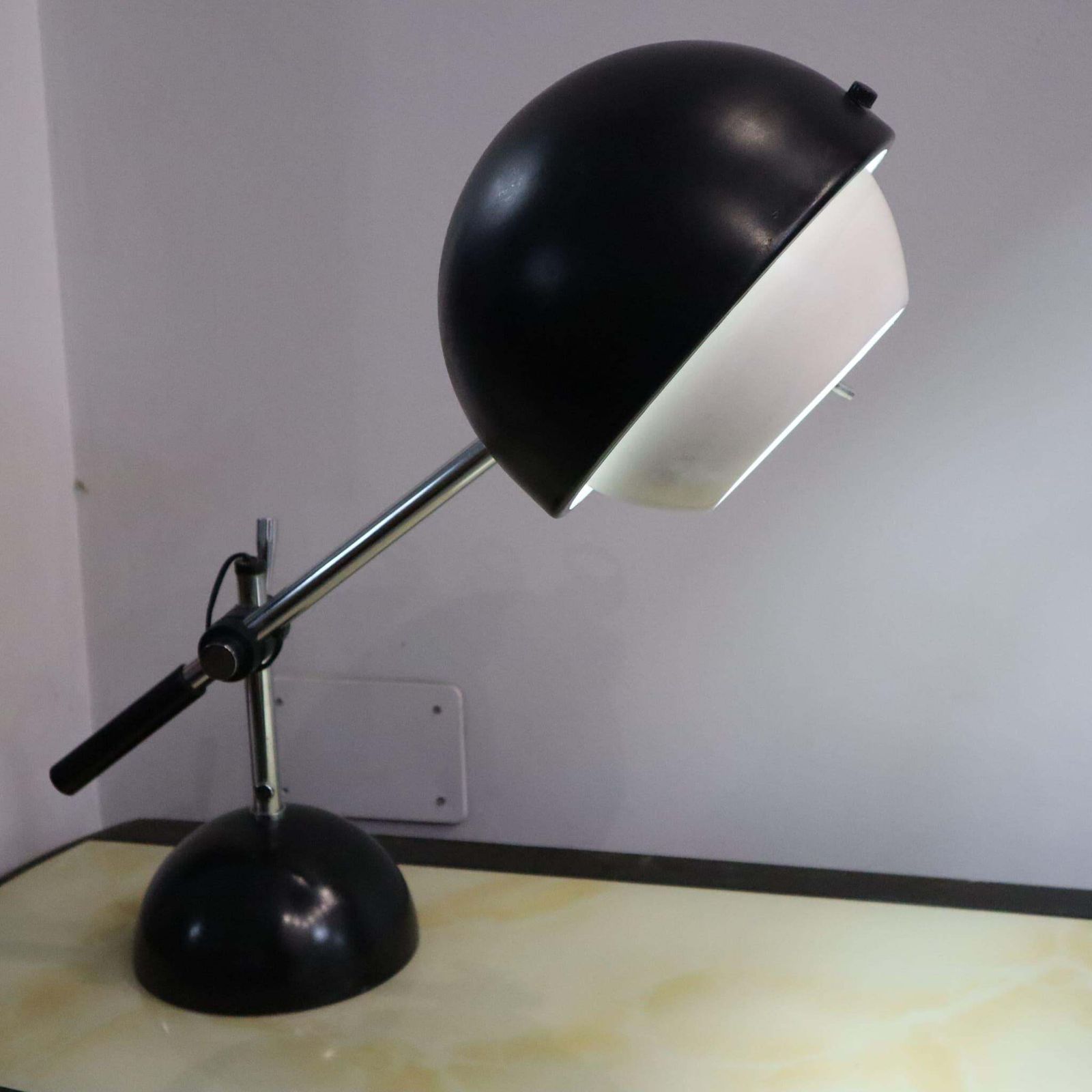 Italian Table Lamp Black And Chrome In Style Of Gino Sarfatti For Flos, 1960s photo Lighting