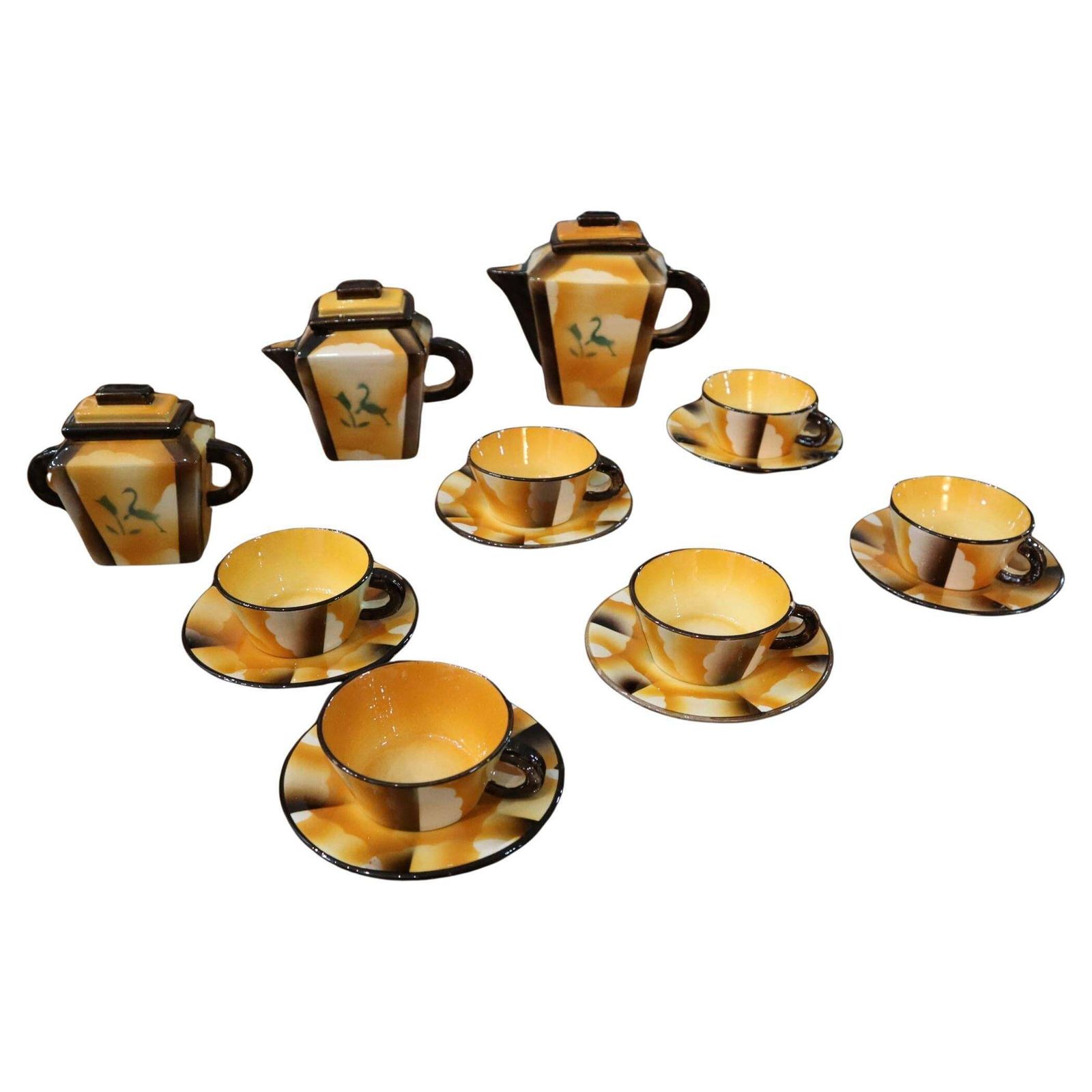 Art Deco Coffee Service Set Ceramic By Carraresi Lucchesi, Italy, 1930s