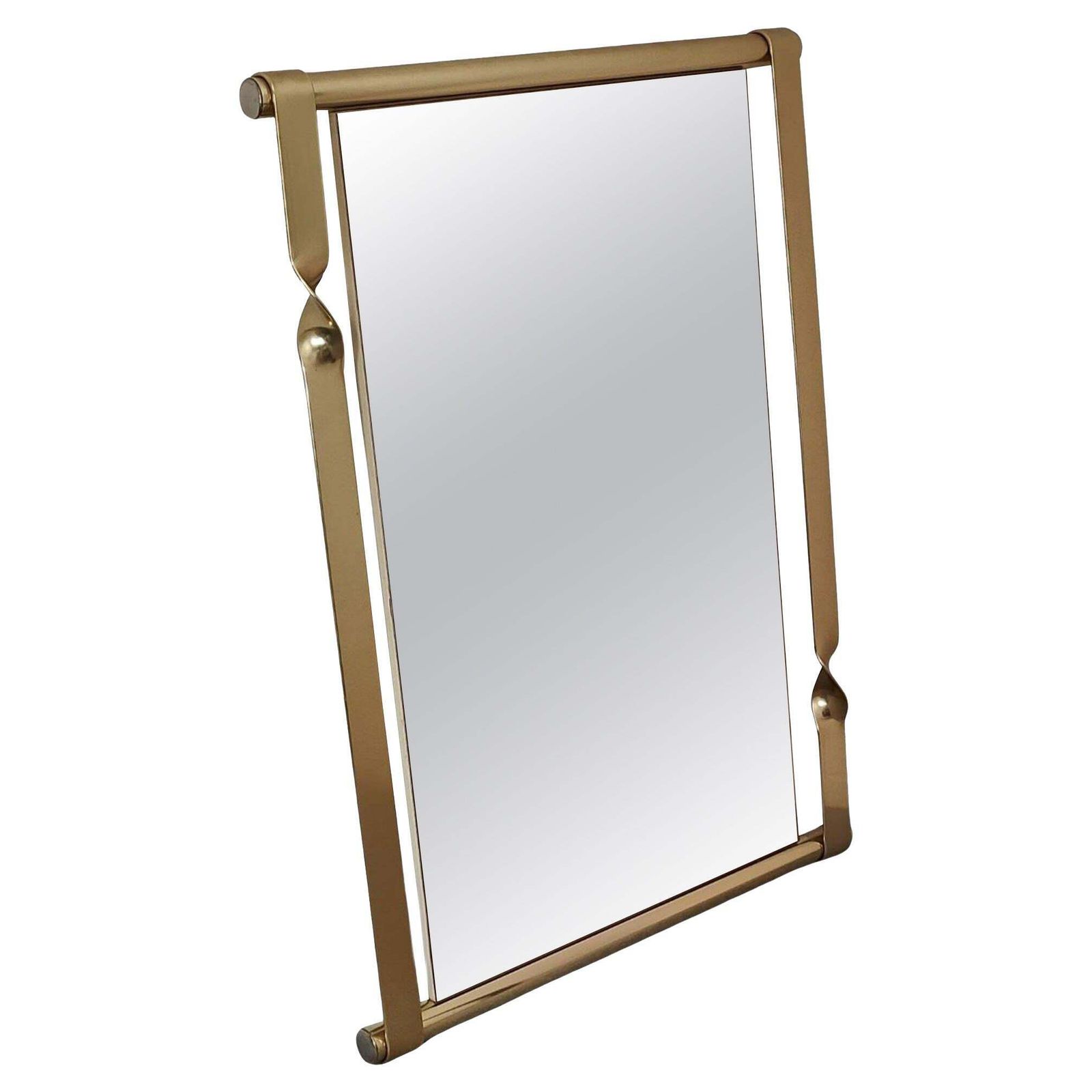 Large Original Italian Brass Bronzed Mirror By Luciano Frigerio, Italy, 1970s