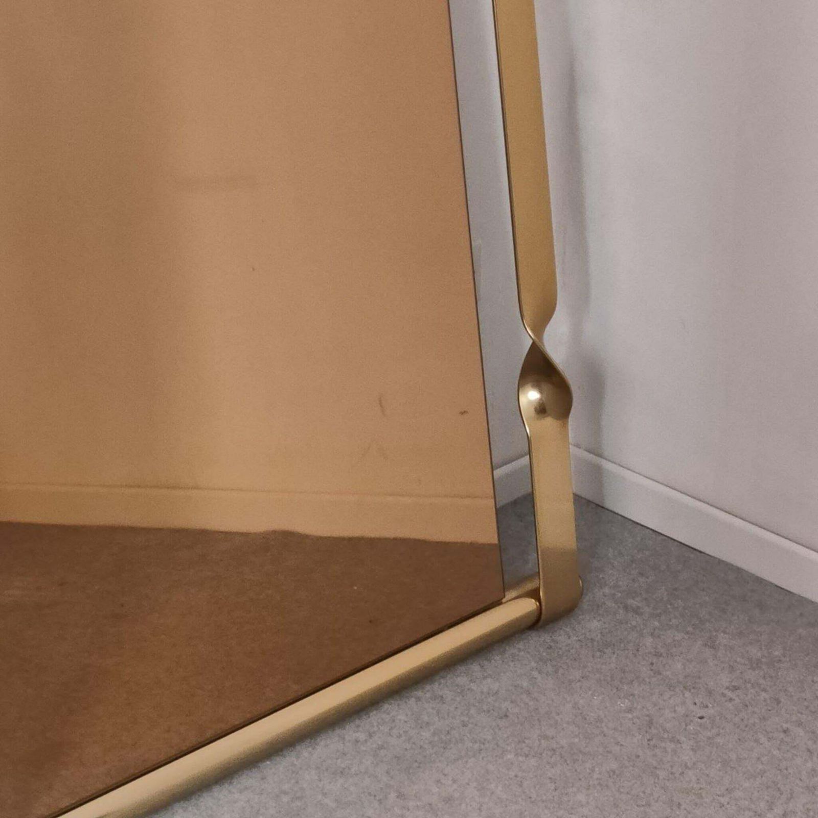 Large Original Italian Brass Bronzed Mirror By Luciano Frigerio, Italy, 1970s photo vinterior