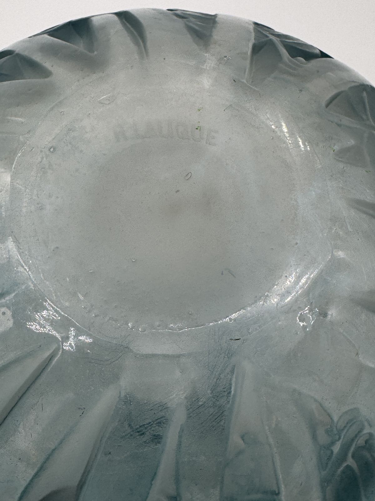 6500.0 A R.Lalique Milan  Blue Patinated Glass Vase photo