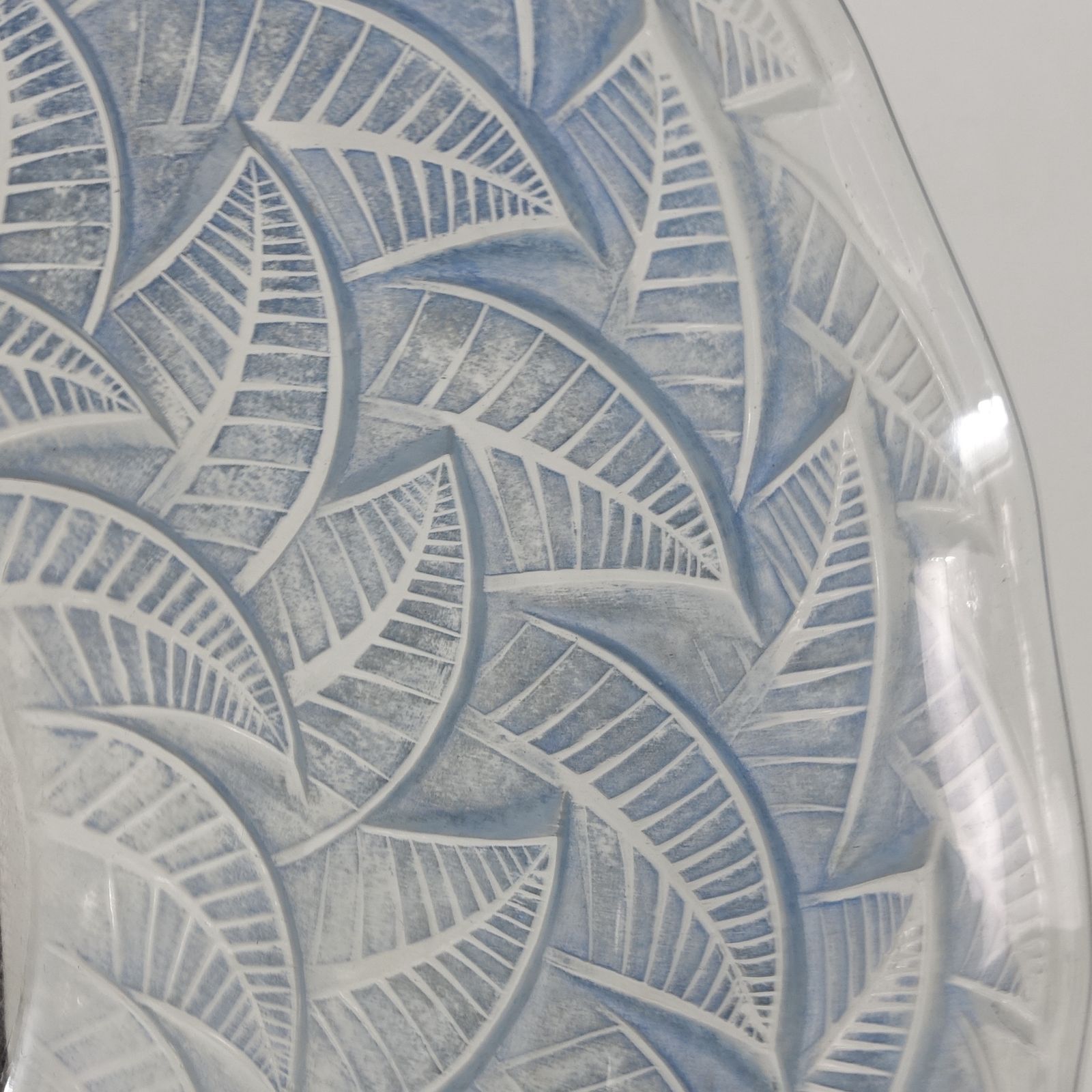 Lalique Art Deco Ormeaux Blue Glass Bowl 32cm 1937 photo Home Decor