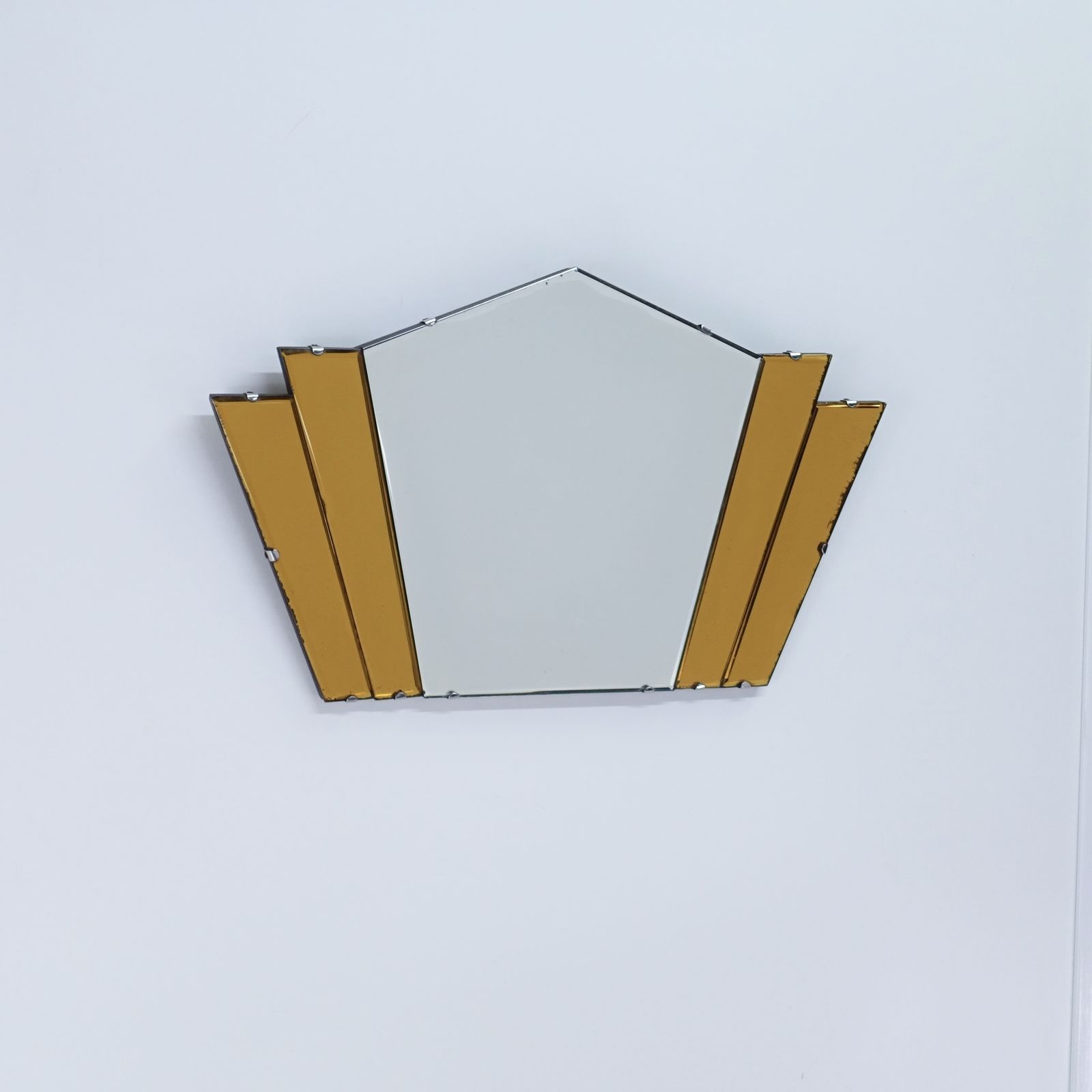 Art Deco Amber Fan Mirror Circa 1930 photo furniture