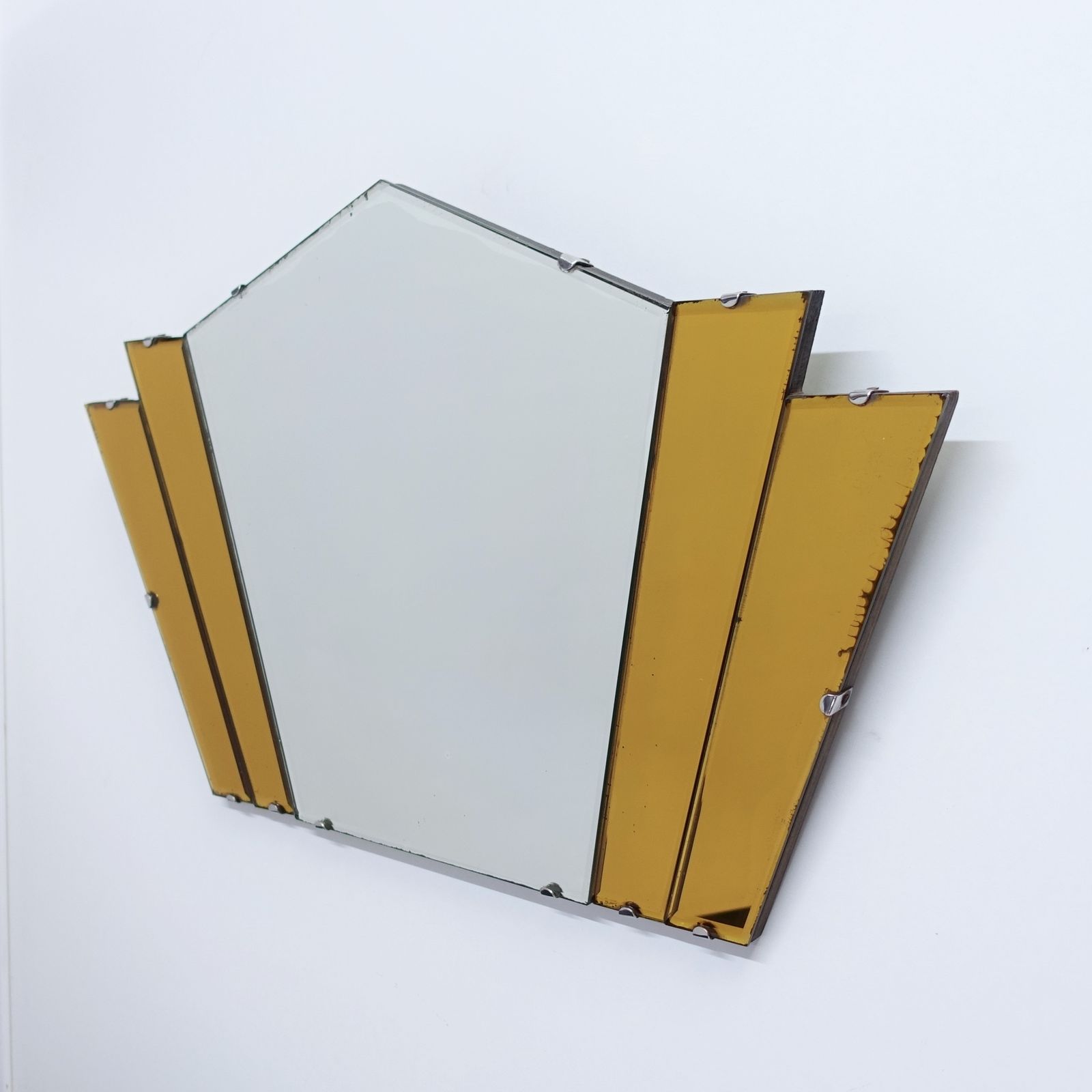 photo for sale Art Deco Amber Fan Mirror Circa 1930