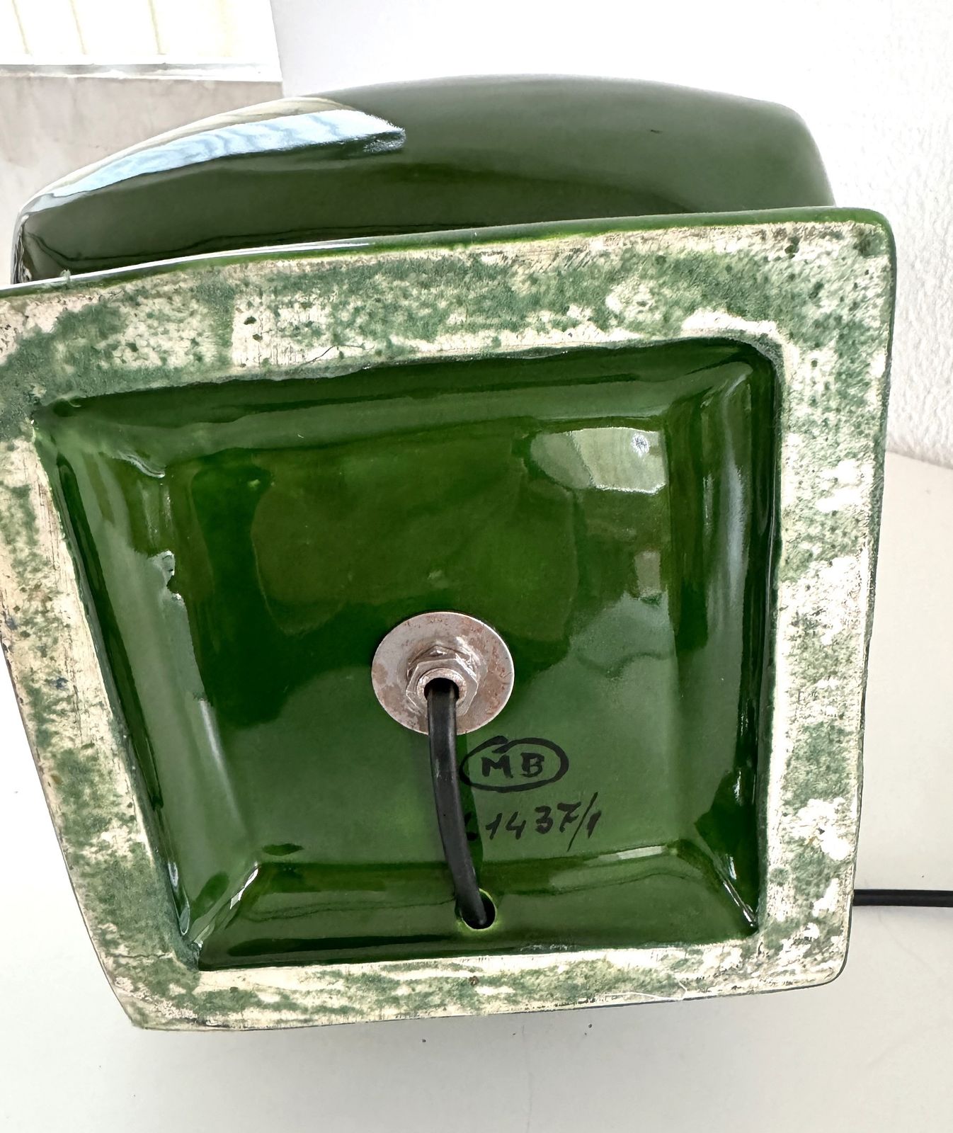 Italian Vintage Table Lamp Base In Shiny Green Ceramic By Zaccagnini Florence, 1970s photo buy