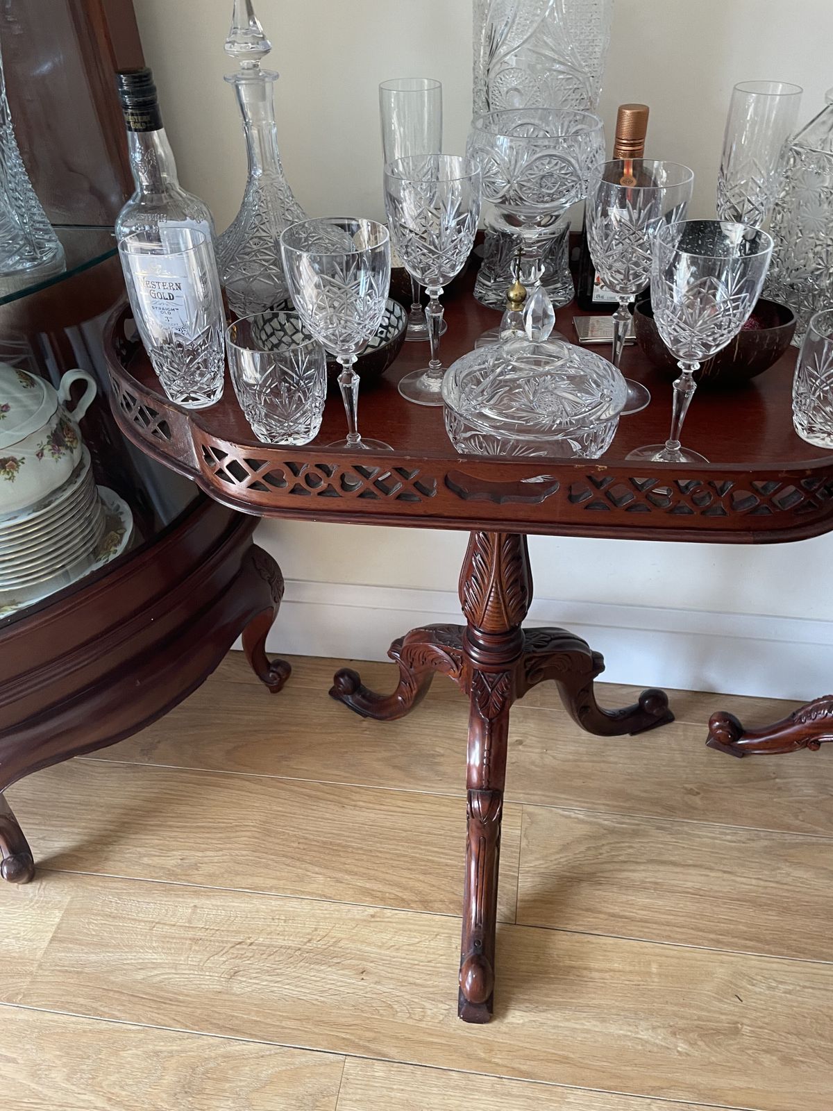 Hand Carved Wooden Bar Table Antique Style H78cm X L85cm Xw50cm photo for sale