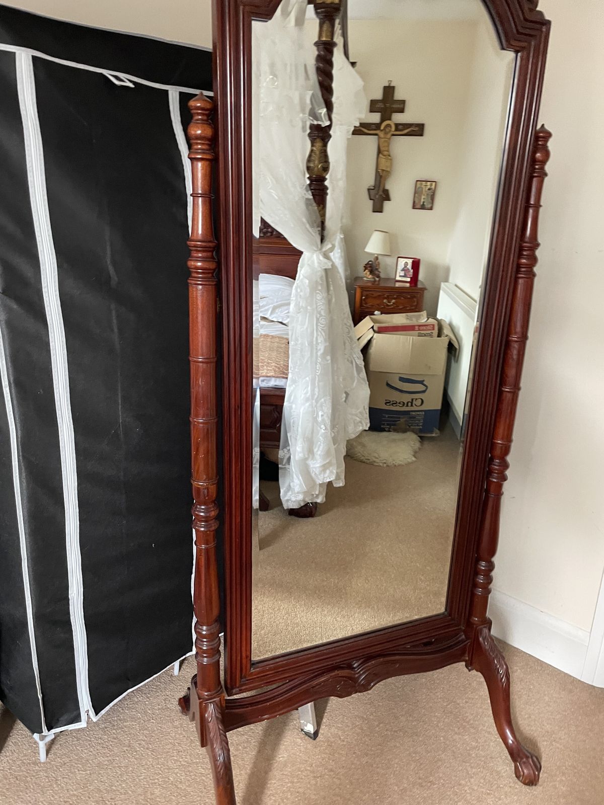 Ornate Mahogany Cheval Mirror Hand Carved  H200cm X  L88cm photo furniture