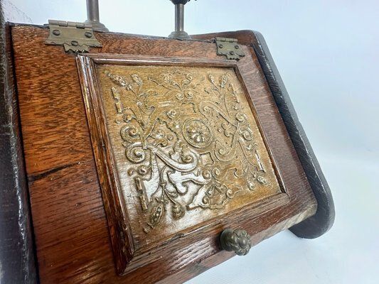 Antique Victorian Oak And Brass Coal Scuttle, 19th Century photo Home Fixtures