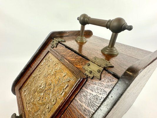 Antique Victorian Oak And Brass Coal Scuttle, 19th Century photo 683.0