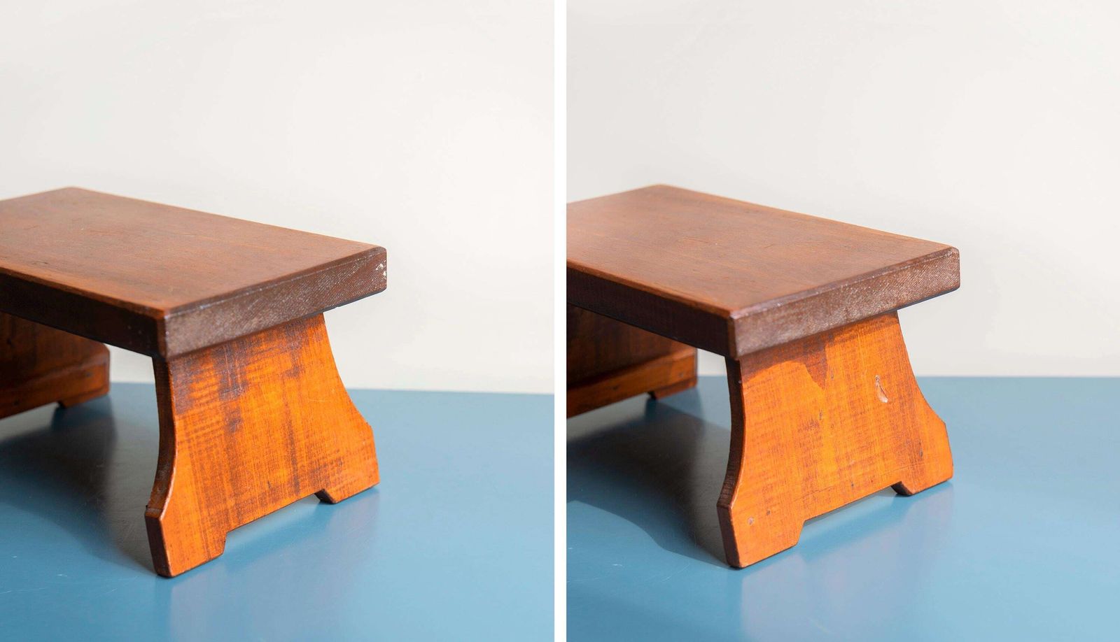 Petit tabouret d'époque, tabouret rustique en bois, table d'appoint brun foncé, banc rectangulaire ancien, sellette victorienne, tabouret de traite photo vinterior