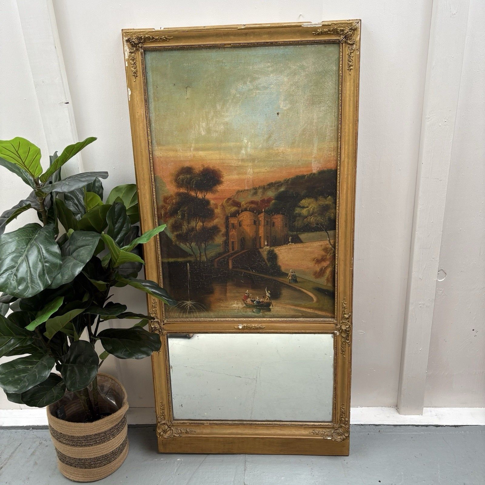 Gilded Wood Trumeau Mirror, Restoration Period Early 19th Century