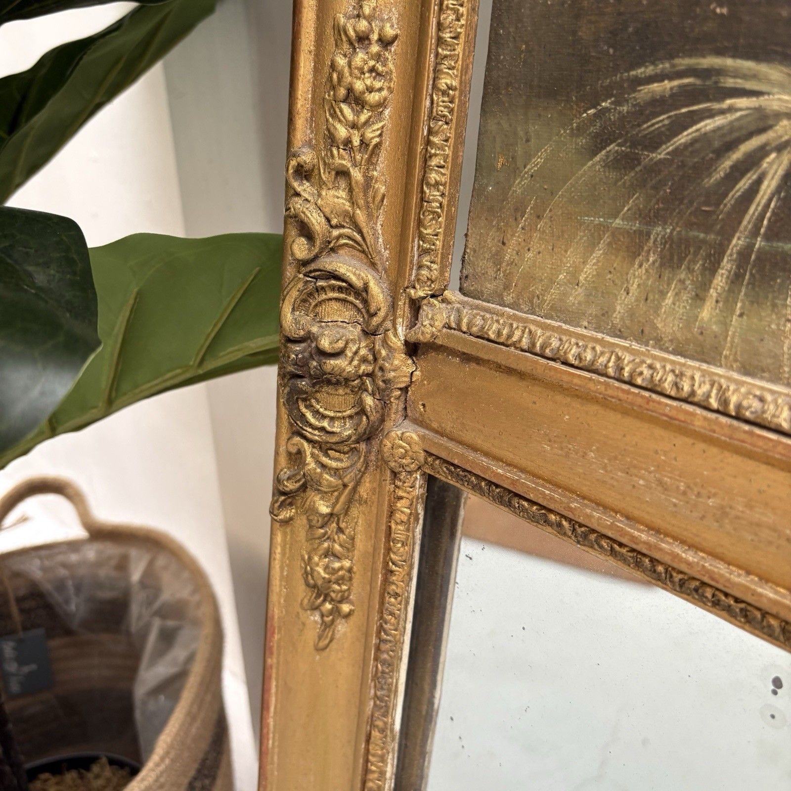 Home Decor Gilded Wood Trumeau Mirror, Restoration Period Early 19th Century photo