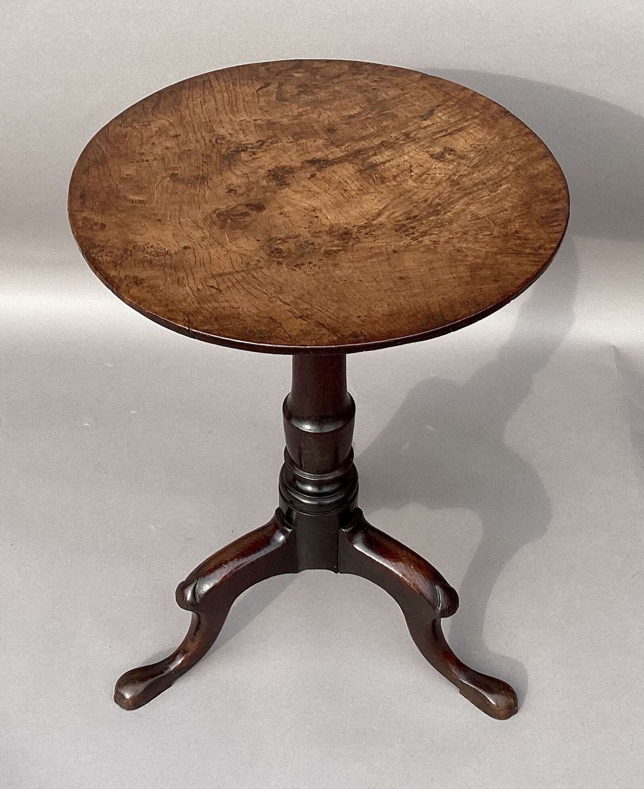Charming Irish Georgian Burr Oak Tripod Wine Table photo 3850.0