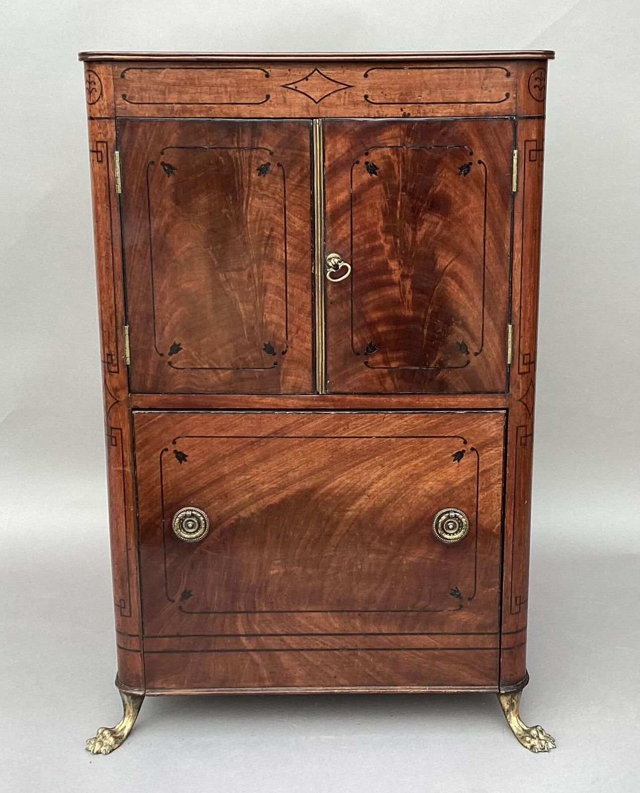 Splendid Regency Mahogany Ebony Inlaid Pedestal Cabinet photo furniture