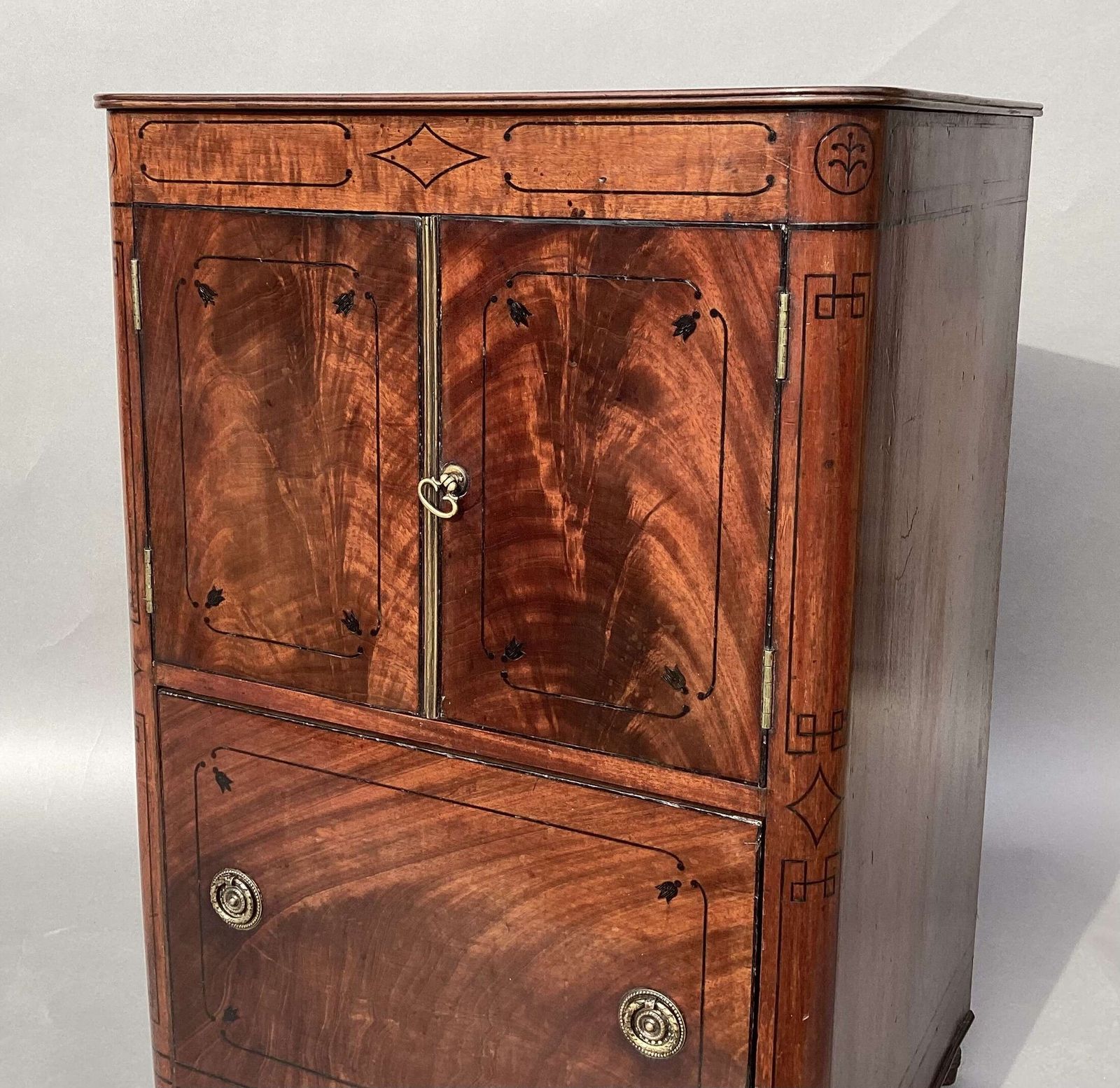 photo furniture Splendid Regency Mahogany Ebony Inlaid Pedestal Cabinet