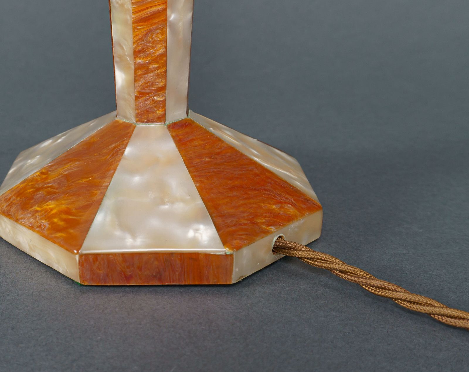 Original 1920s Art Deco Celluloid Mother Of Pearl & Tortoiseshell Geometric Table Lamp photo 275.0