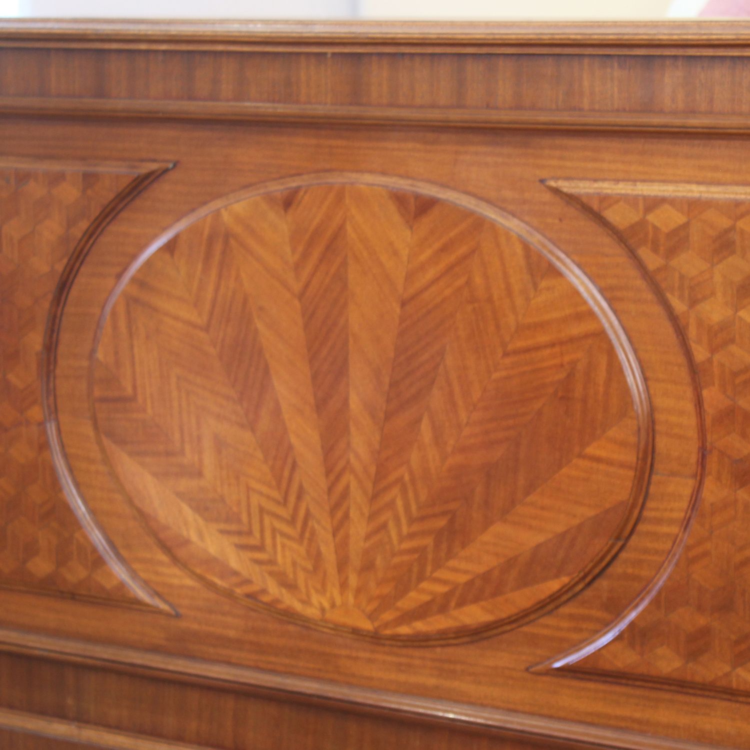 King Size Art Deco Bed In Mahogany With Sunburst Inlay, Parquetry And Ormolu Accents. photo Furniture