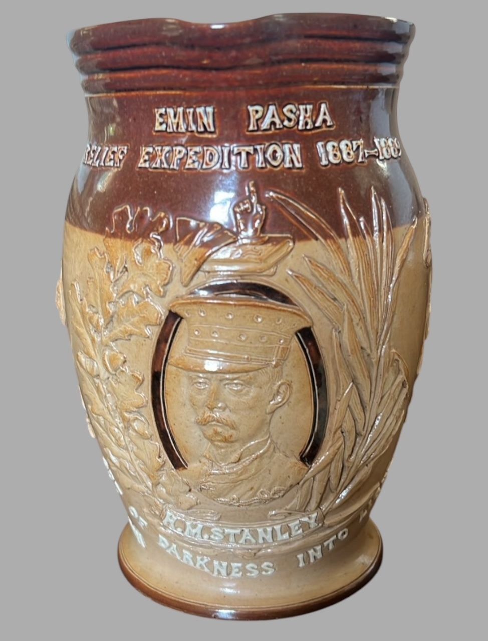 Doulton Brown Salt Glazed Stoneware Jug For Emin Pasha Relief Expedition 1887 89 photo furniture