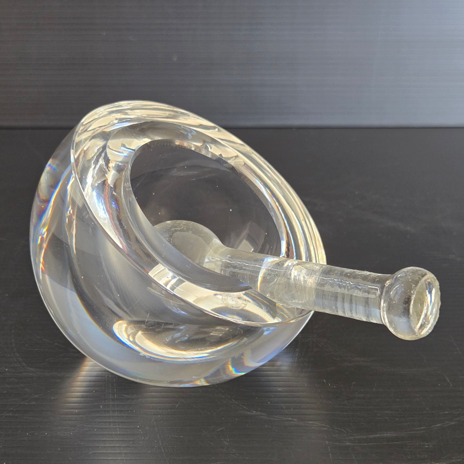 Home Decor Vintage 1960s Saint Louis Crystal Glass Ashtray & Pestle 60s 1960s Retro photo