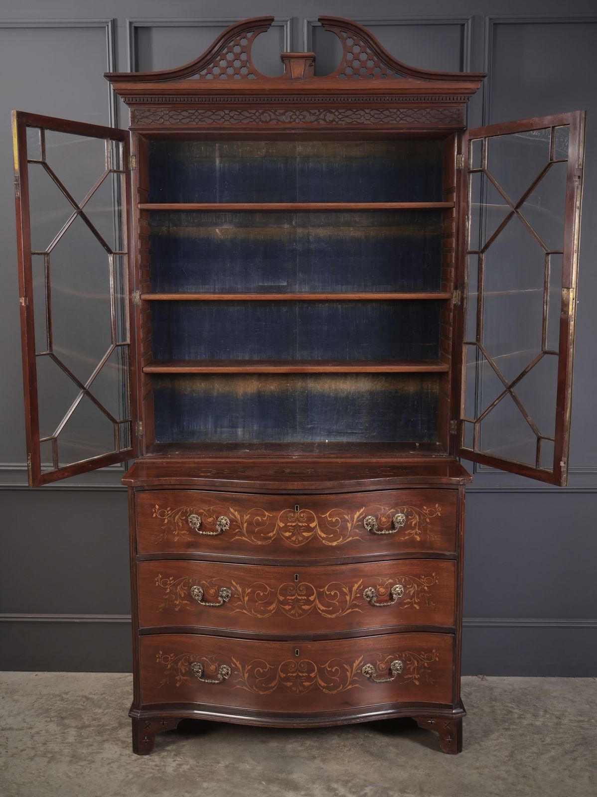 photo for sale Rare George III Marquetry Inlaid Mahogany Bookcase