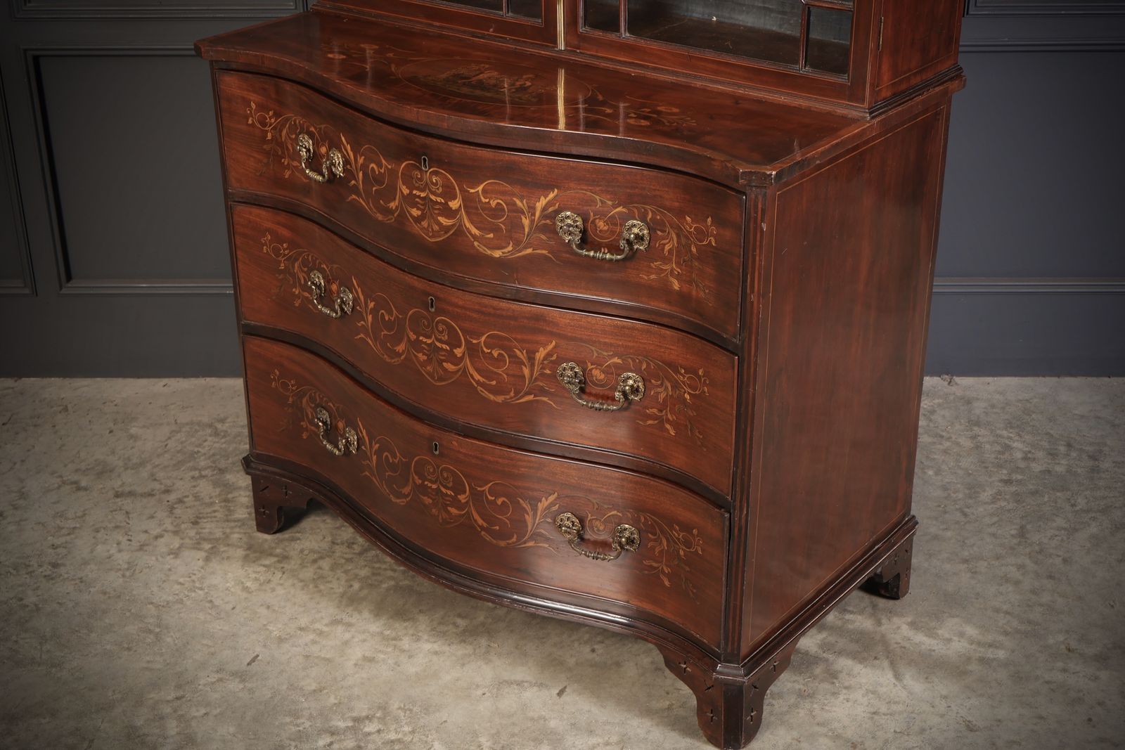 Furniture Rare George III Marquetry Inlaid Mahogany Bookcase photo