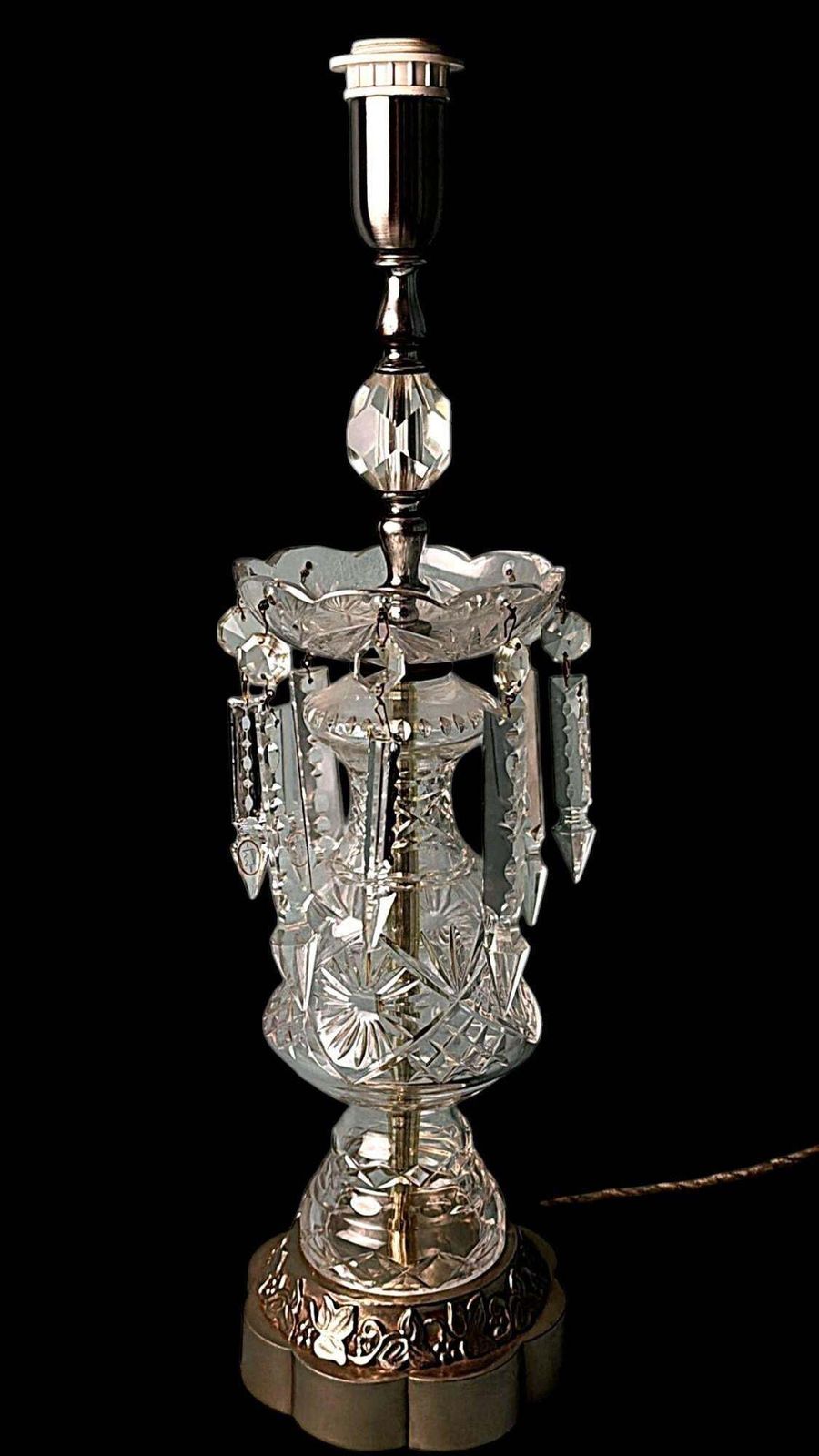 Louis XVI Revival French Table Lamp Crystals And Decorative Base (No Lampshade) photo for sale