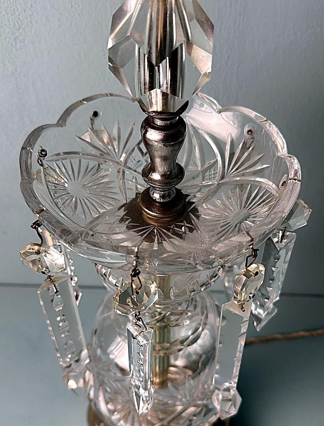 Louis XVI Revival French Table Lamp Crystals And Decorative Base (No Lampshade) photo buy