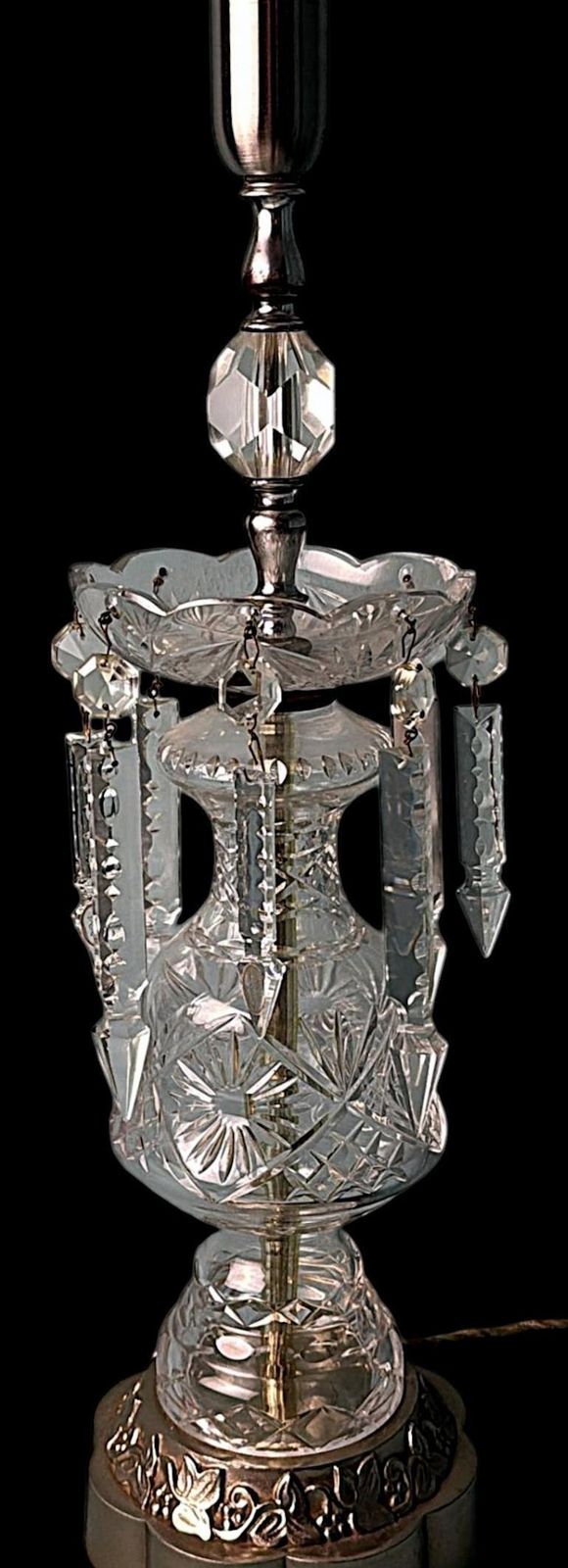 photo furniture Louis XVI Revival French Table Lamp Crystals And Decorative Base (No Lampshade)