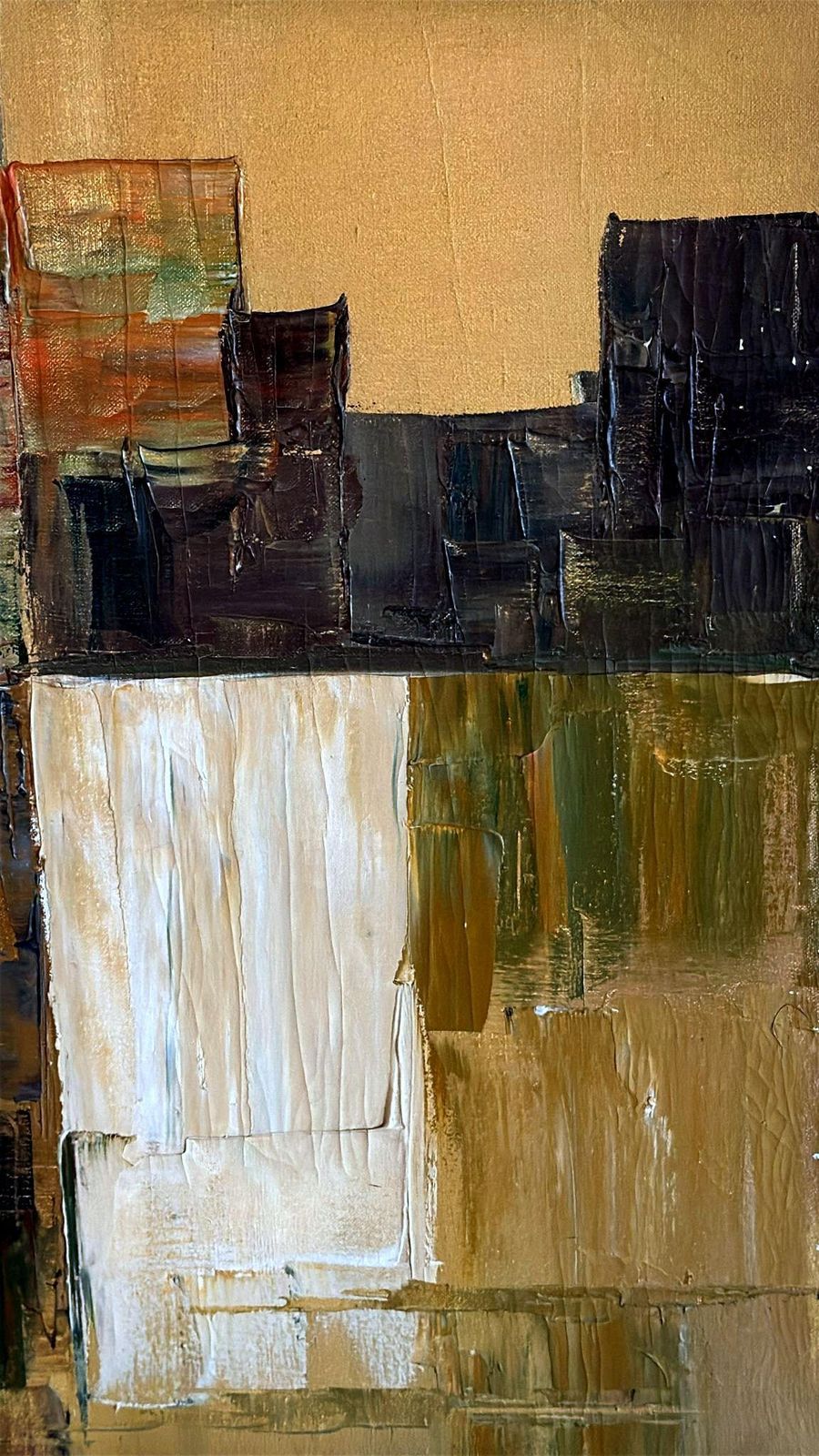 photo vinterior Geometric Abstraction  French Oil Painting On Canvas With Wooden Frame