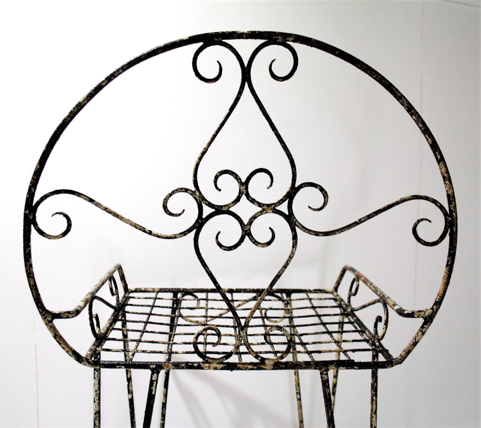 335.0 Beautiful Weathered Wirework Scroll Iron Garden Chair photo