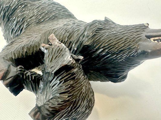 photo for sale Japanes Bear With Cub Wooden Carved Ainu Figurine, 1900s